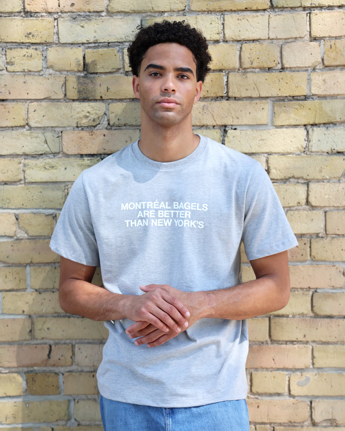 Montreal Bagels Tee Heather Grey - Unisex - Image 3