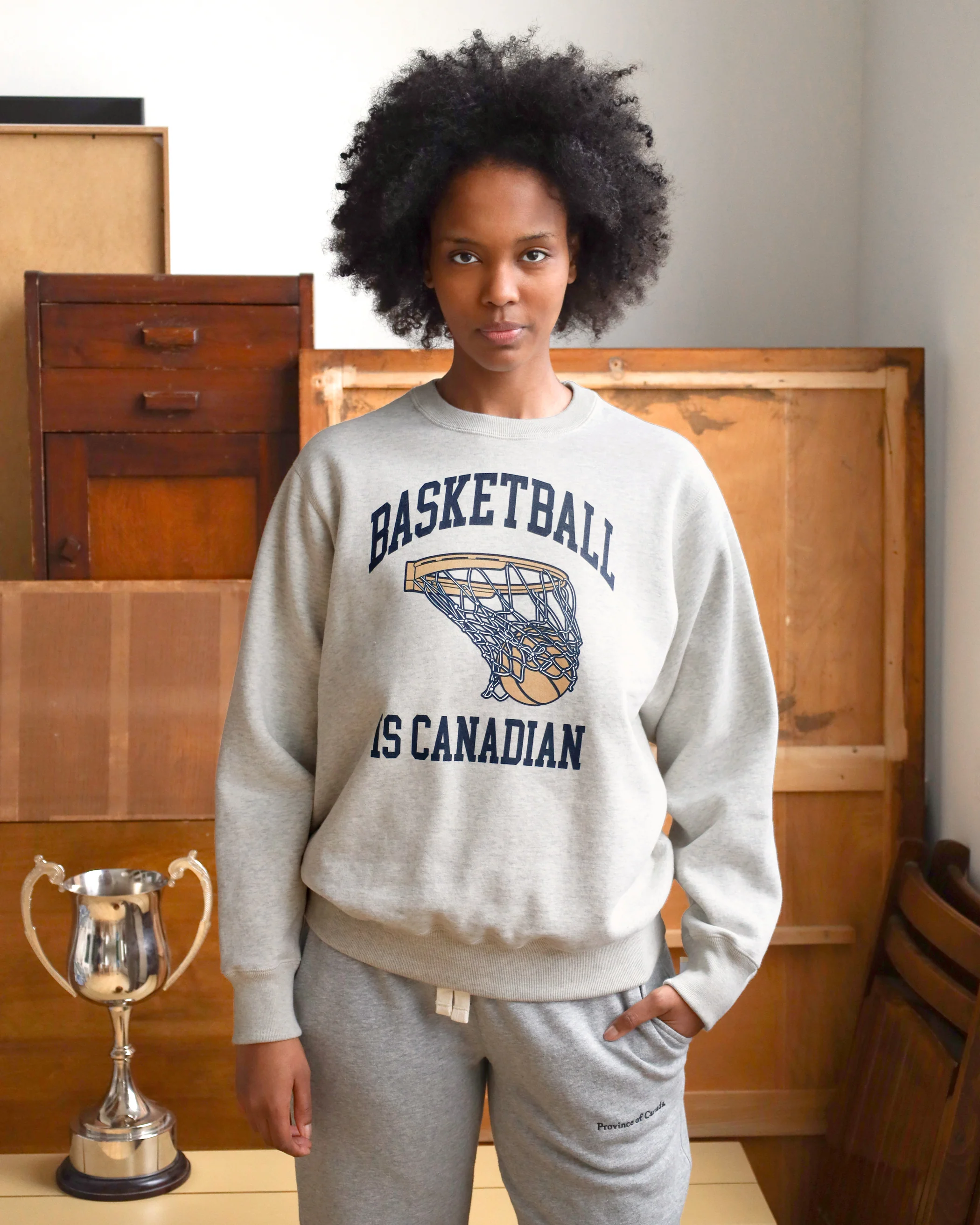 Basketball is Canadian Fleece Sweatshirt Eggshell - Unisex - Image 3