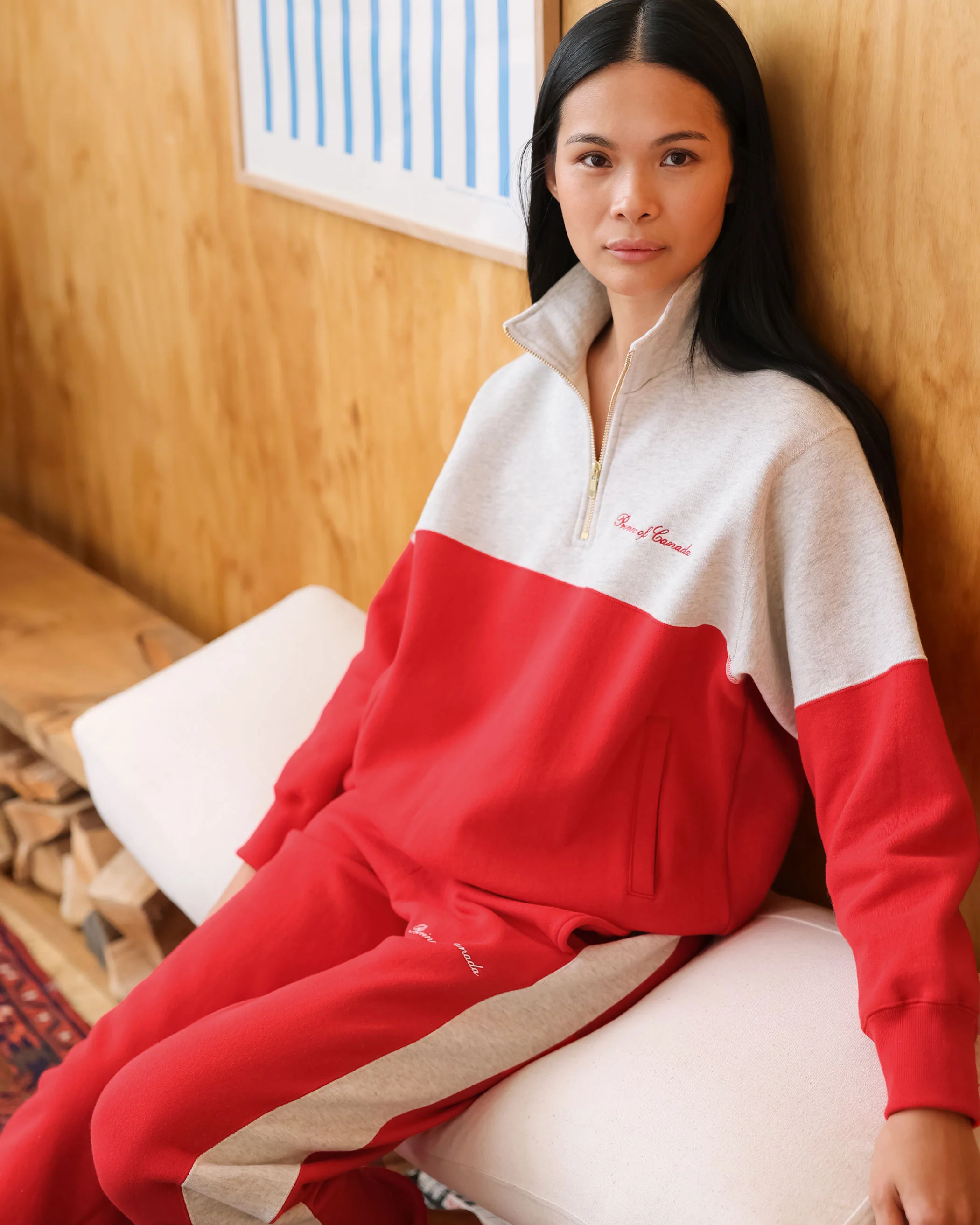 Club Fleece Half Zip Red - Unisex - Image 2
