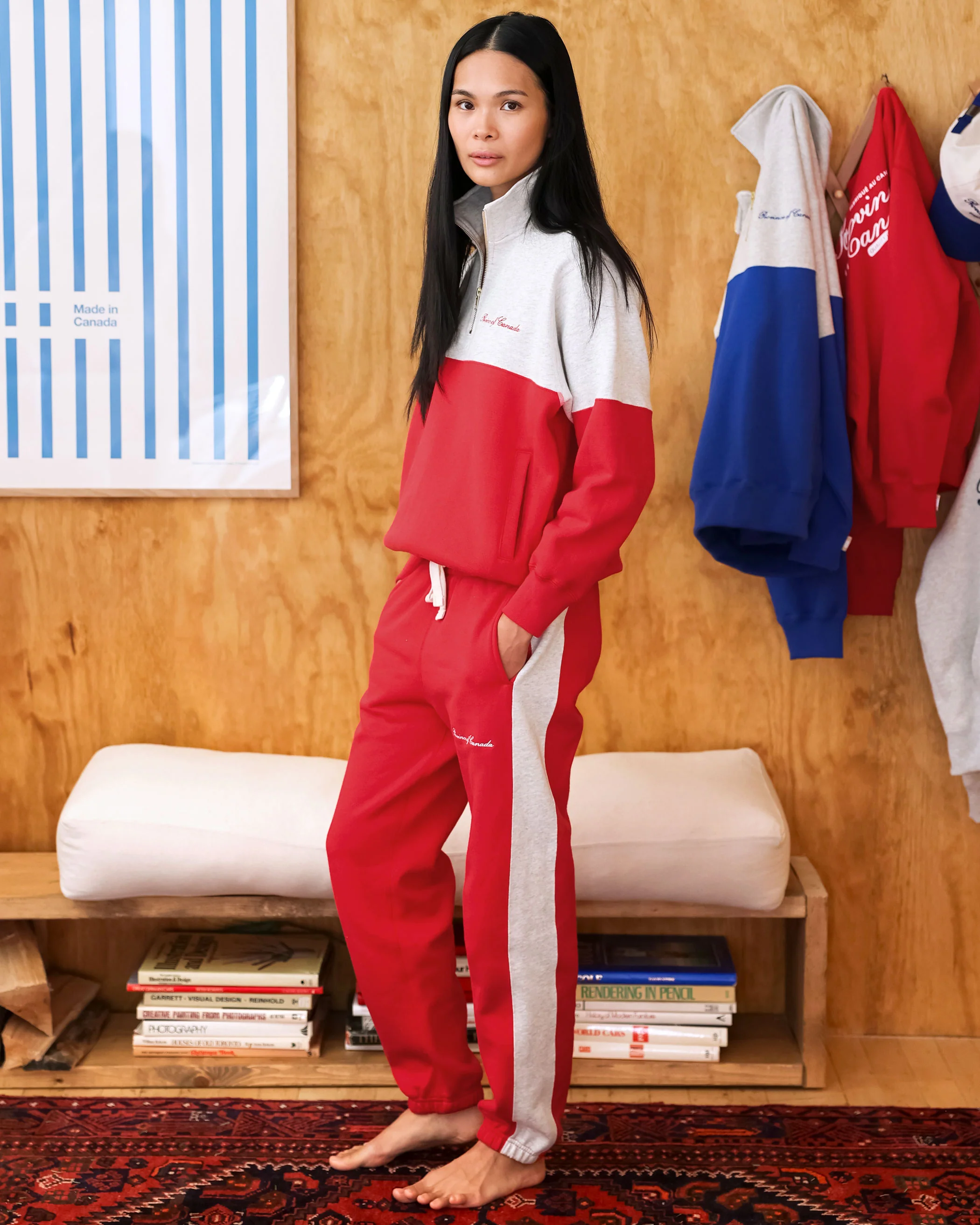 Club Fleece Half Zip Red - Unisex - Image 3