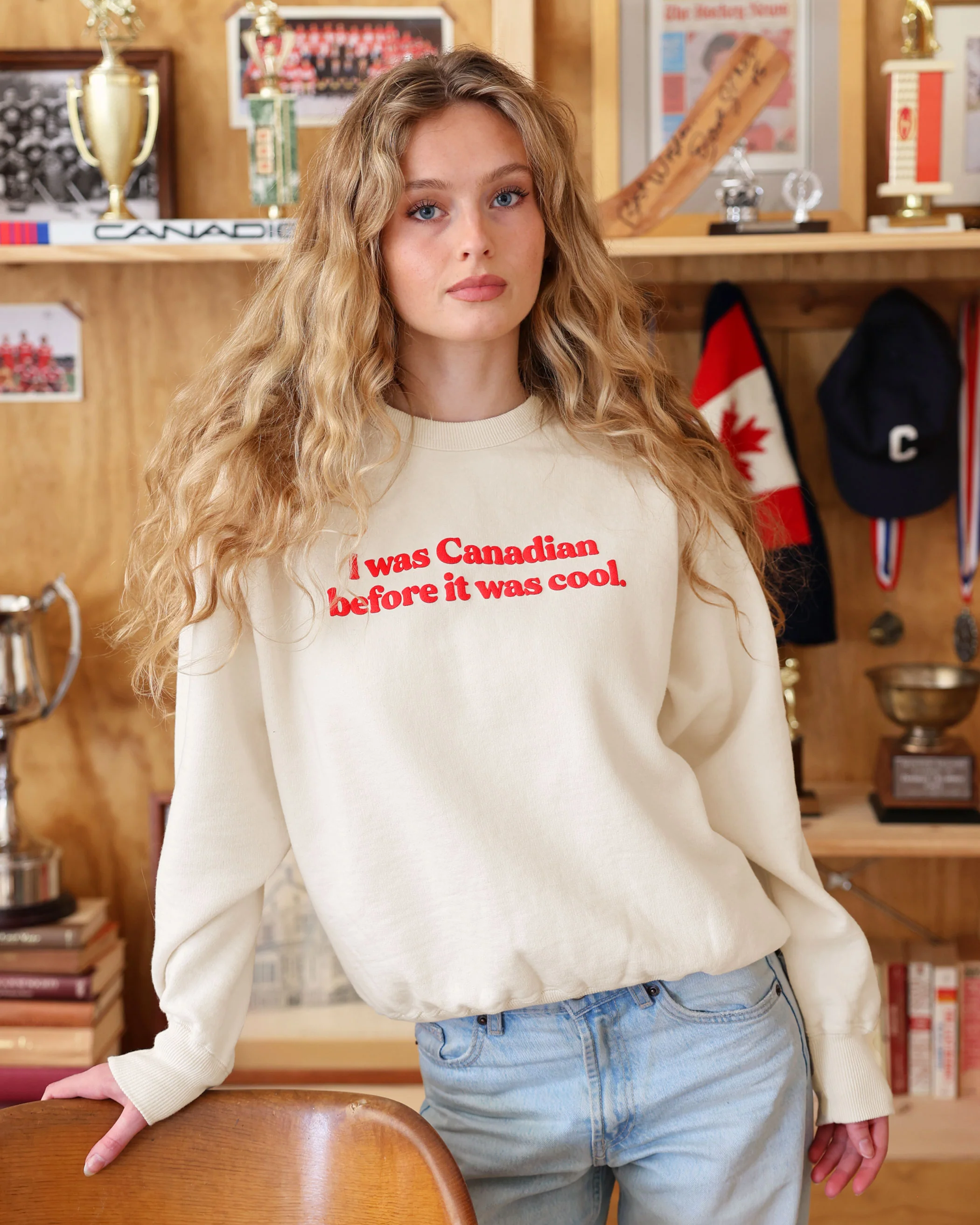 Cool Canadian Sweatshirt Cream - Unisex - Image 2