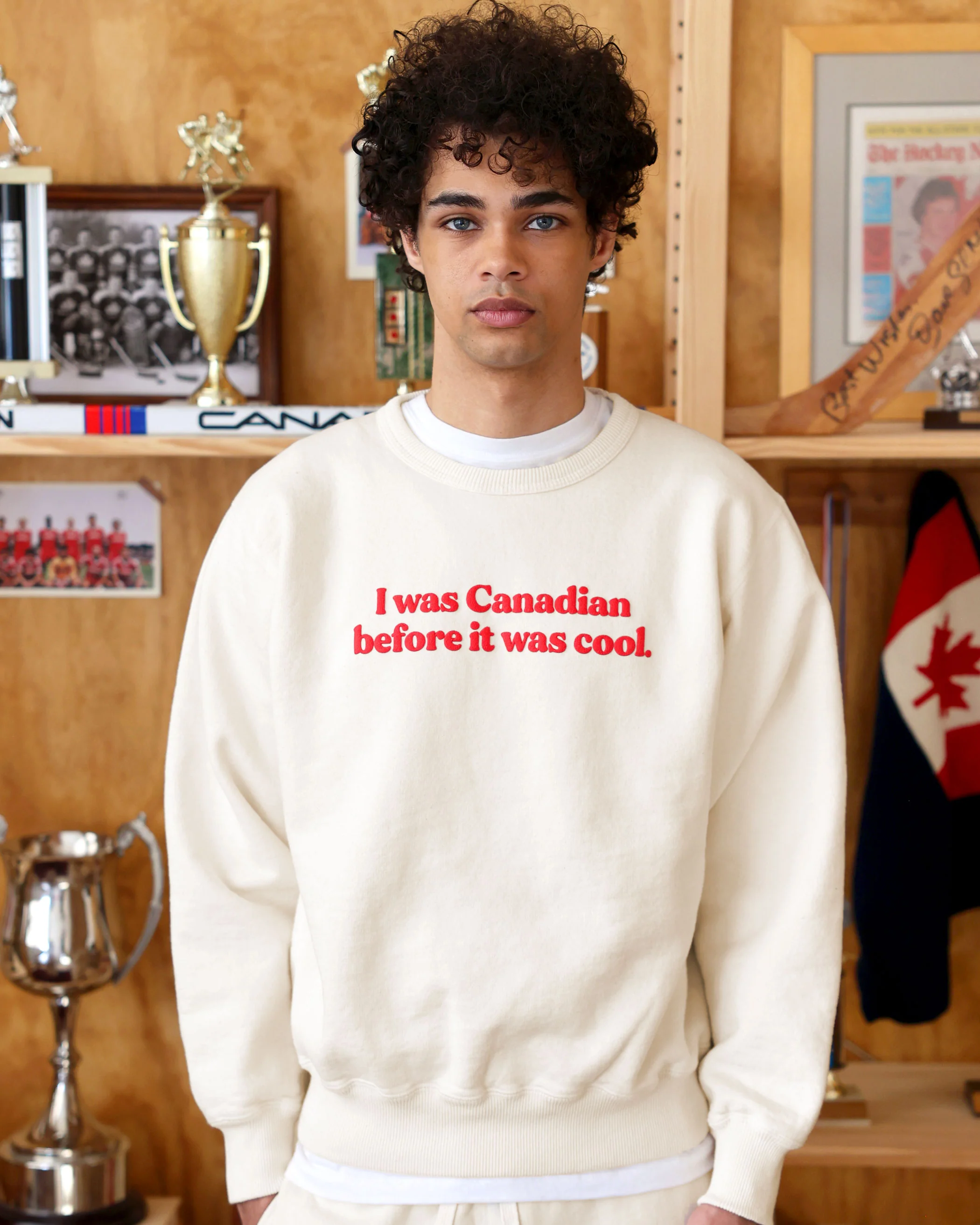 Cool Canadian Sweatshirt Cream - Unisex - Image 3