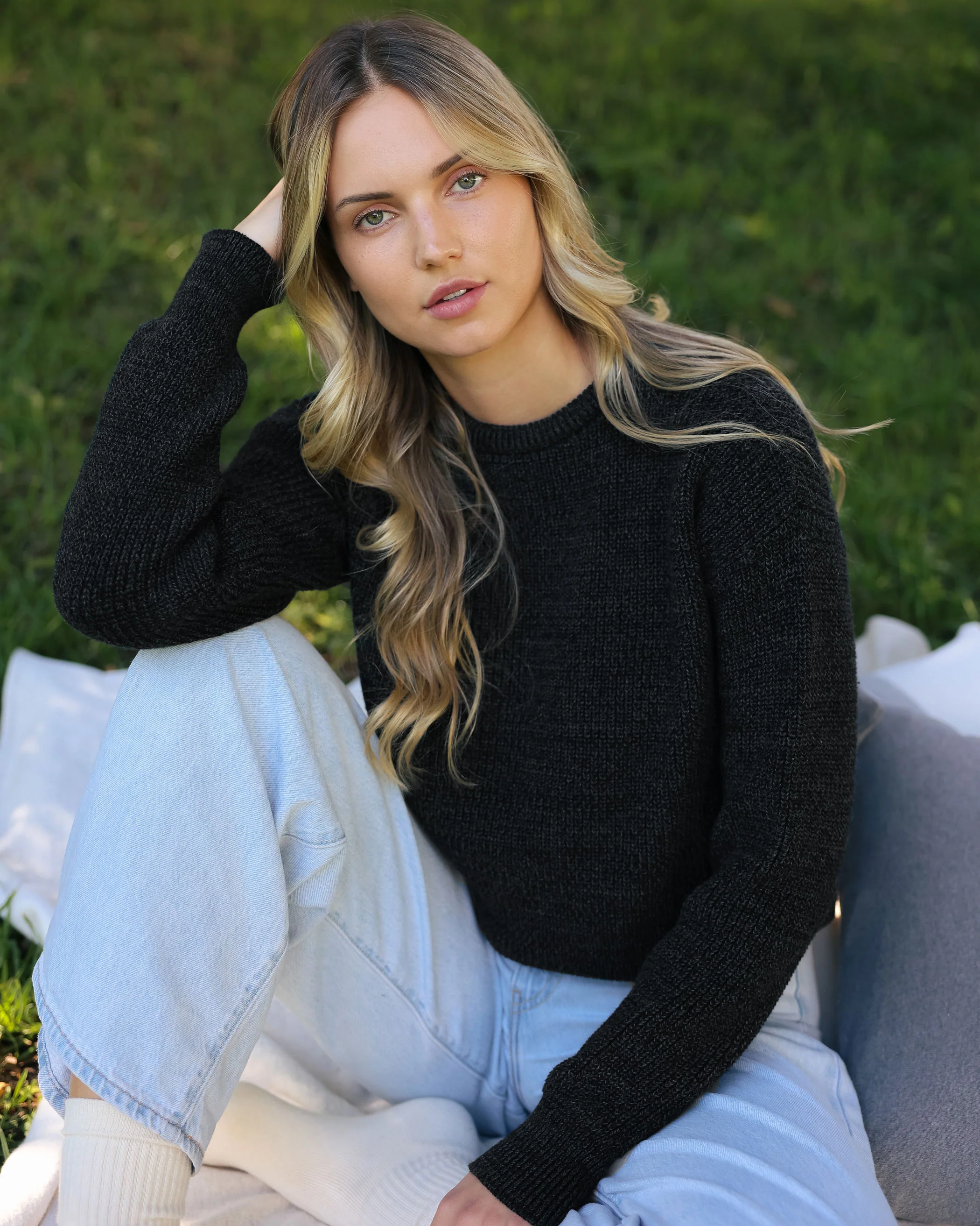 Cotton Knit Sweater Heather Black - Unisex - Image 3