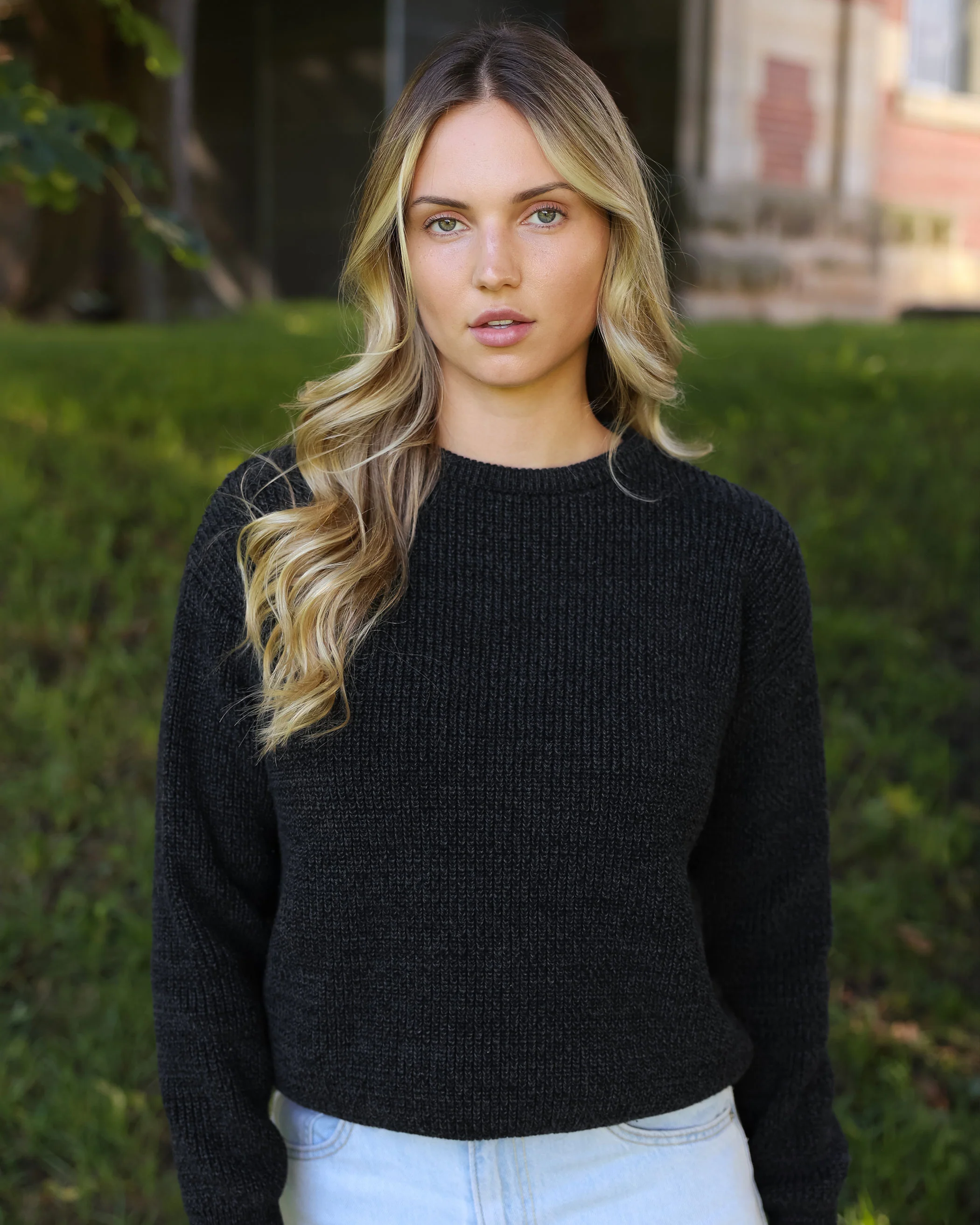 Cotton Knit Sweater Heather Black - Unisex - Image 7