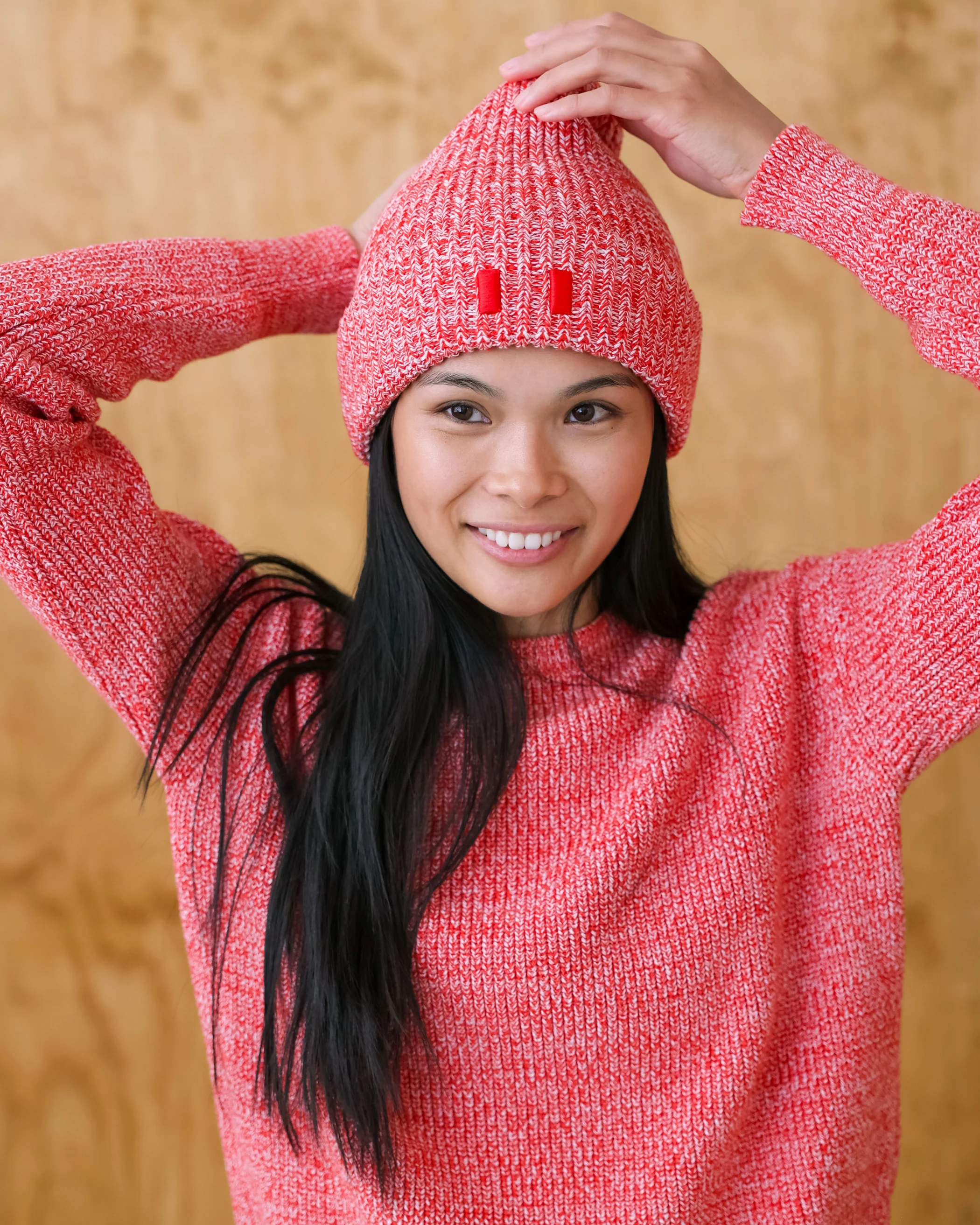 Cotton Knit Sweater Heather Red - Unisex - Image 2