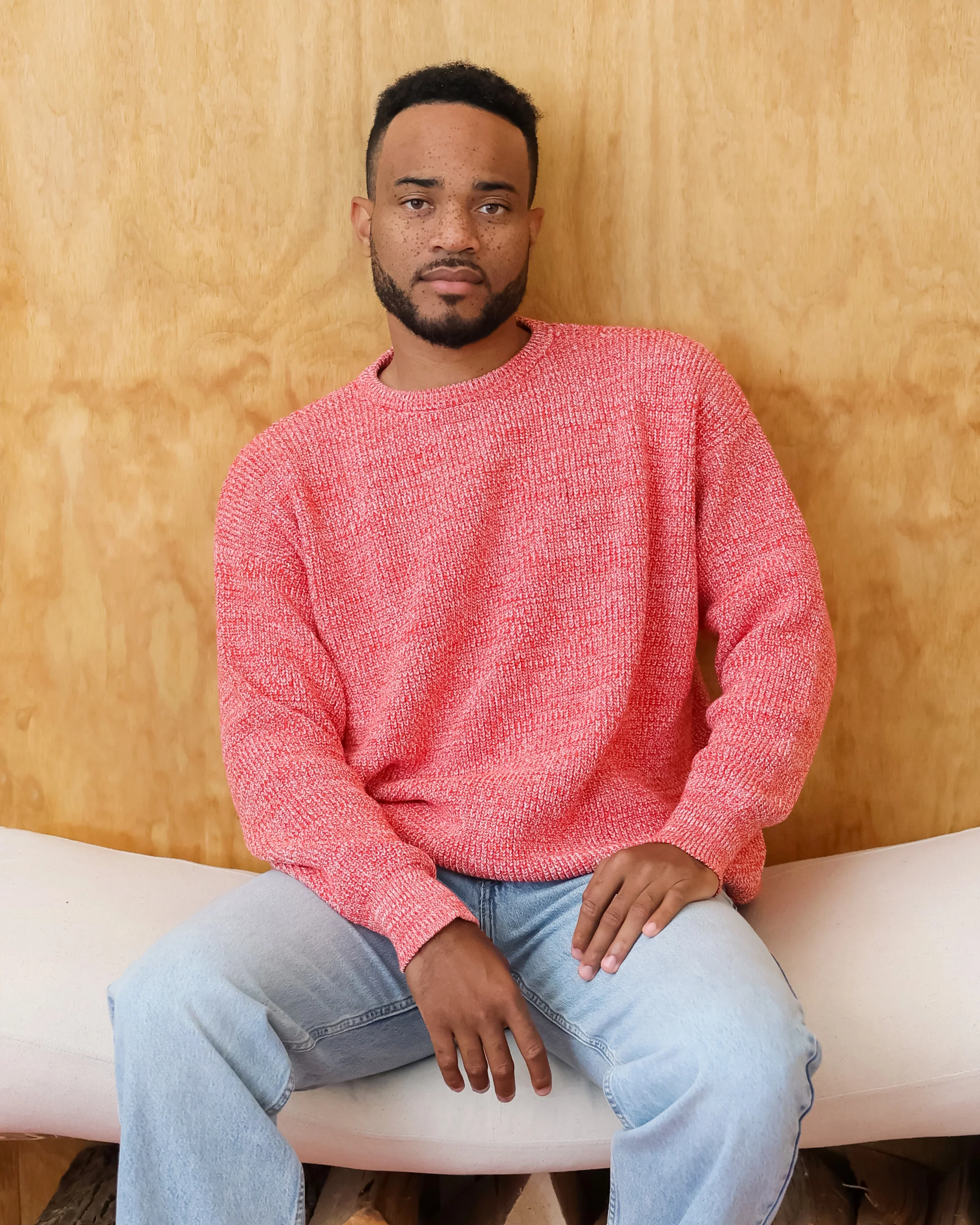 Cotton Knit Sweater Heather Red - Unisex - Image 3