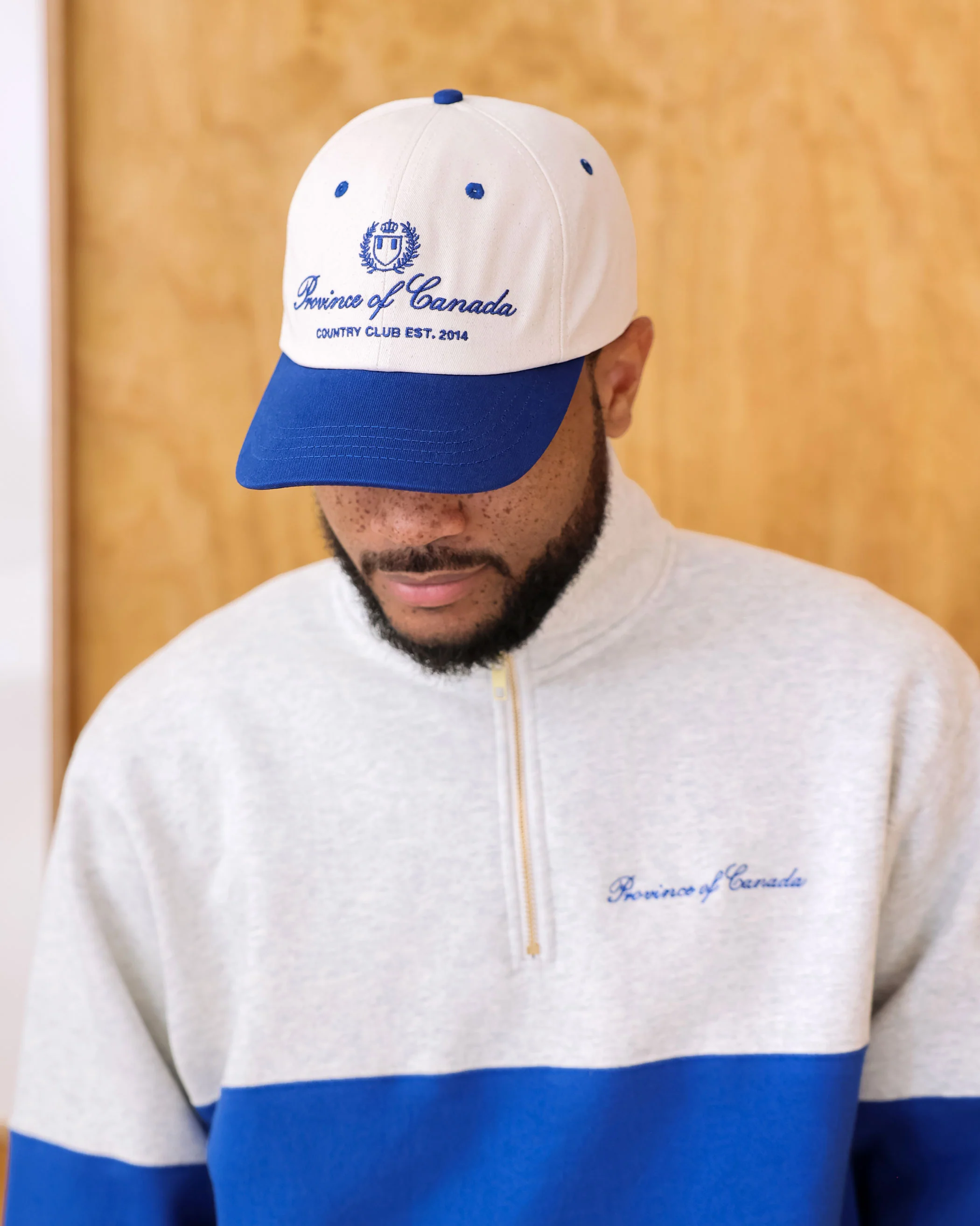 Country Club Baseball Hat Natural Royal - Image 2