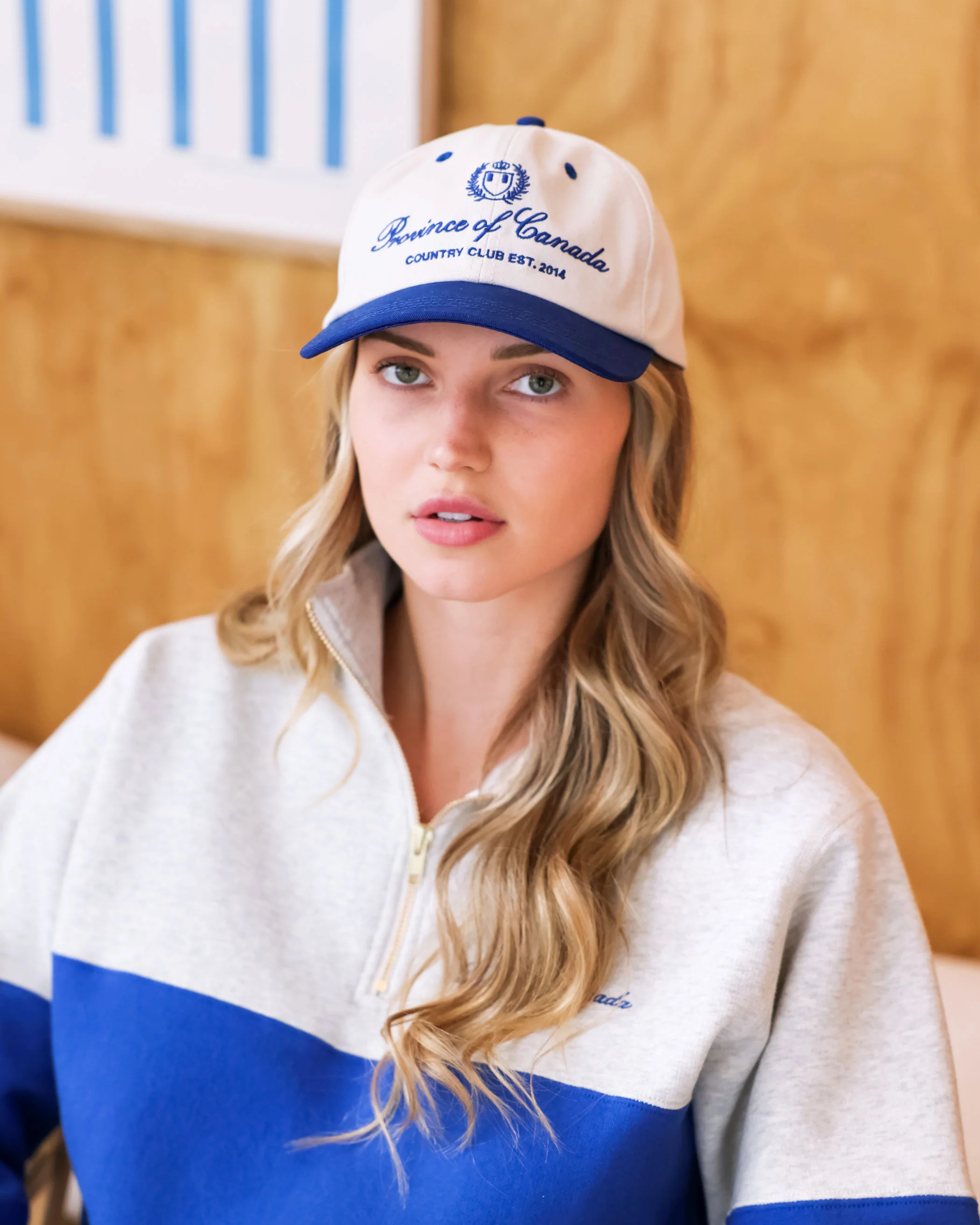Country Club Baseball Hat Natural Royal - Image 3