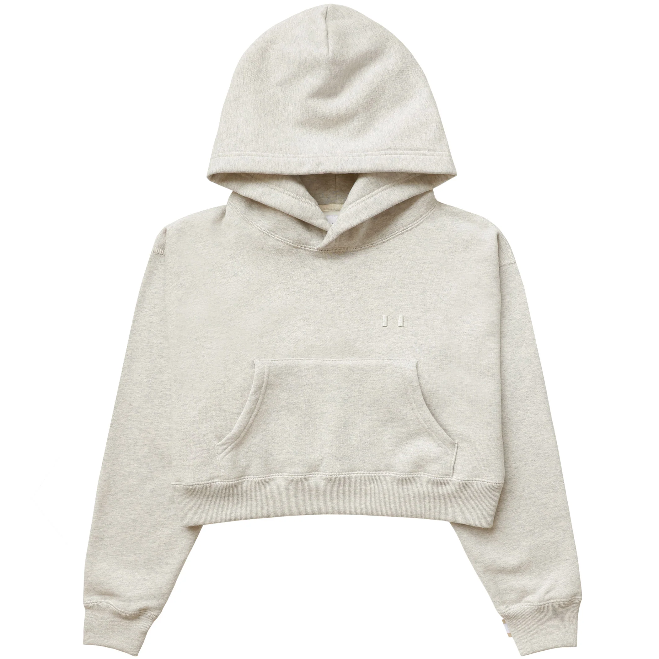 Flag Fleece Crop Hoodie Eggshell