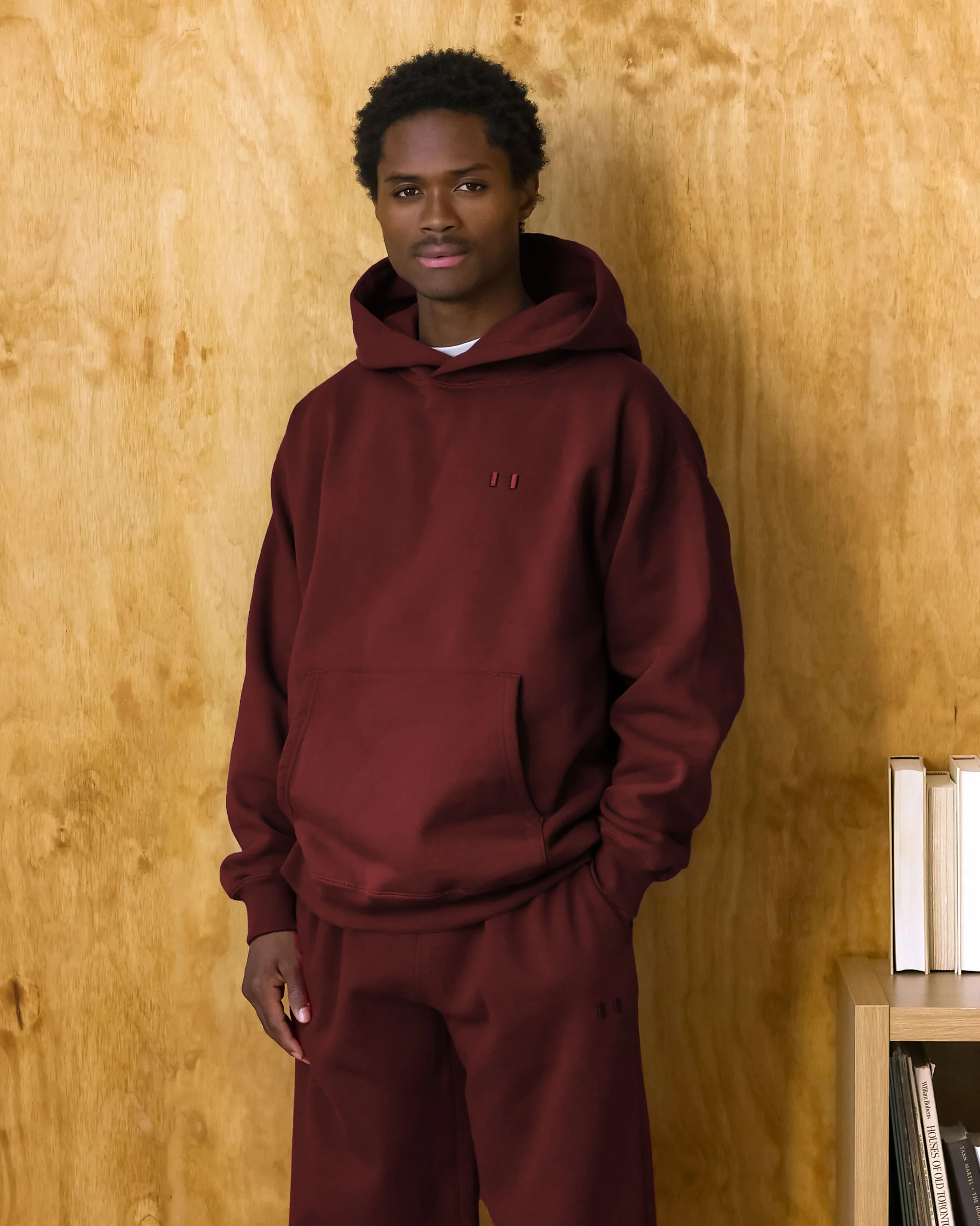 Flag Fleece Hoodie Burgundy - Unisex - Image 3