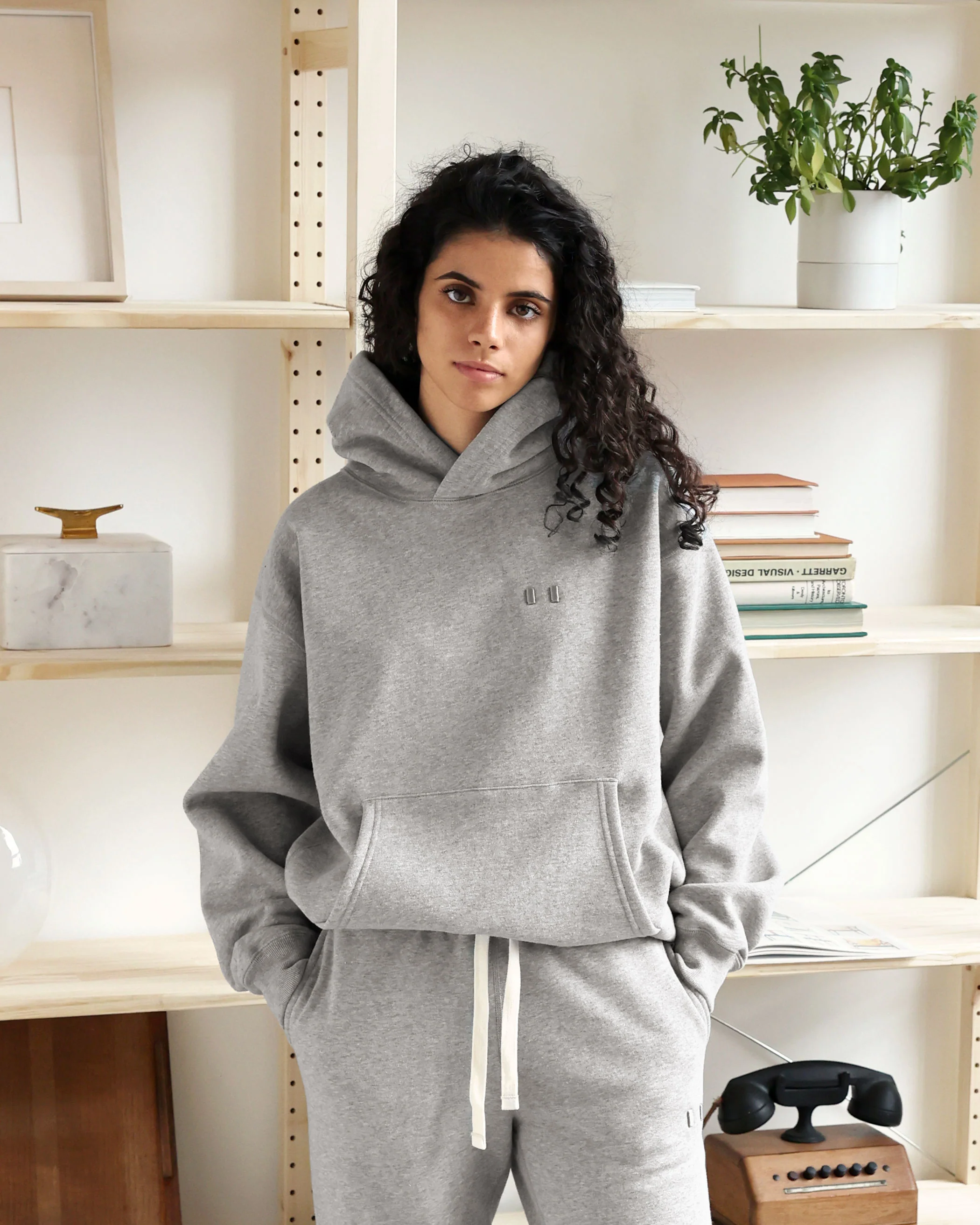 Flag Fleece Hoodie Heather Grey - Unisex - Image 3