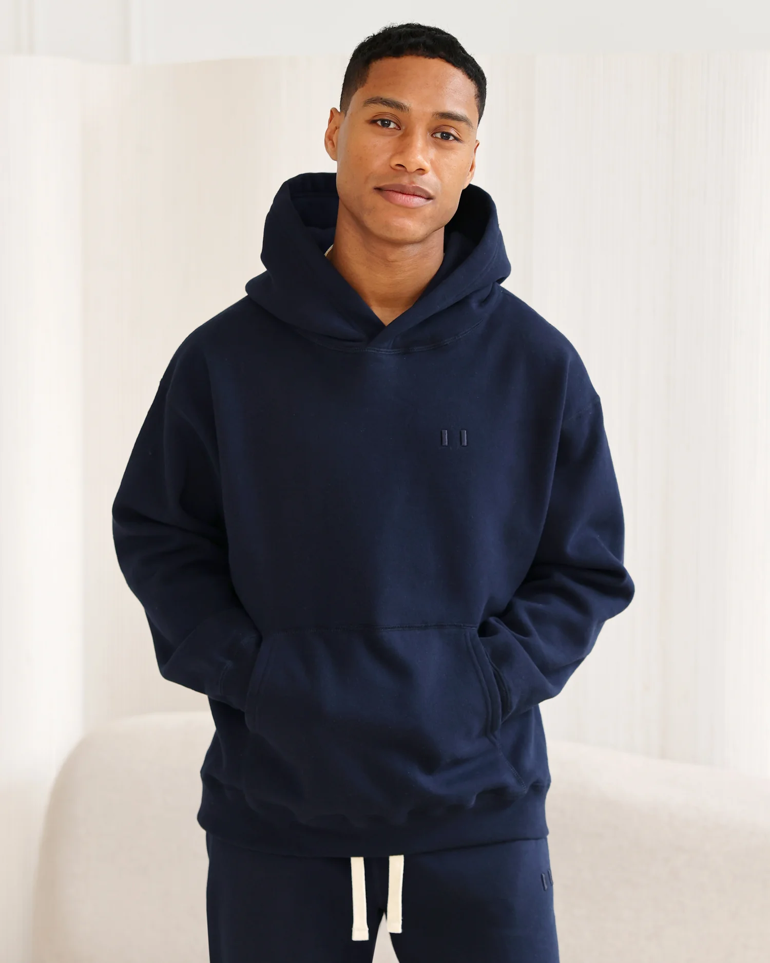 Flag Fleece Hoodie Navy - Unisex - Image 9