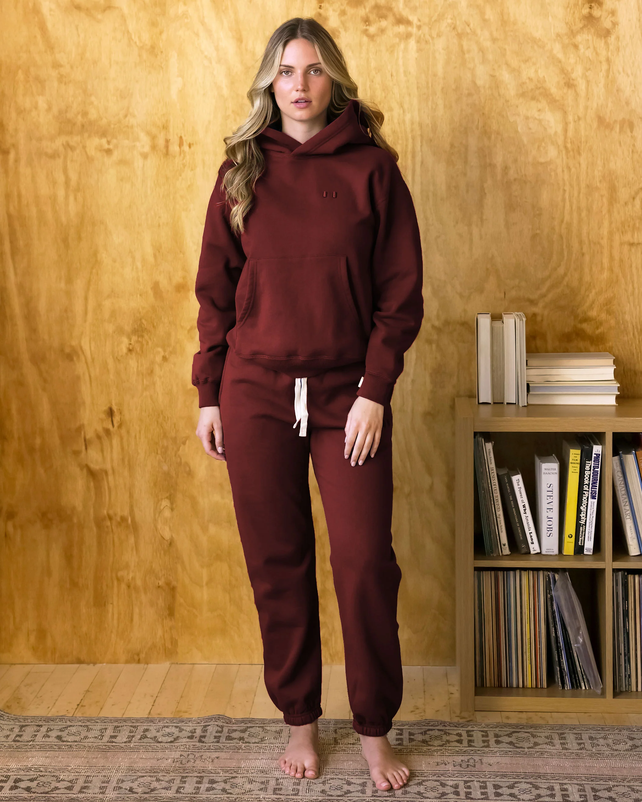 Flag Fleece Sweatpant Burgundy - Unisex - Image 2