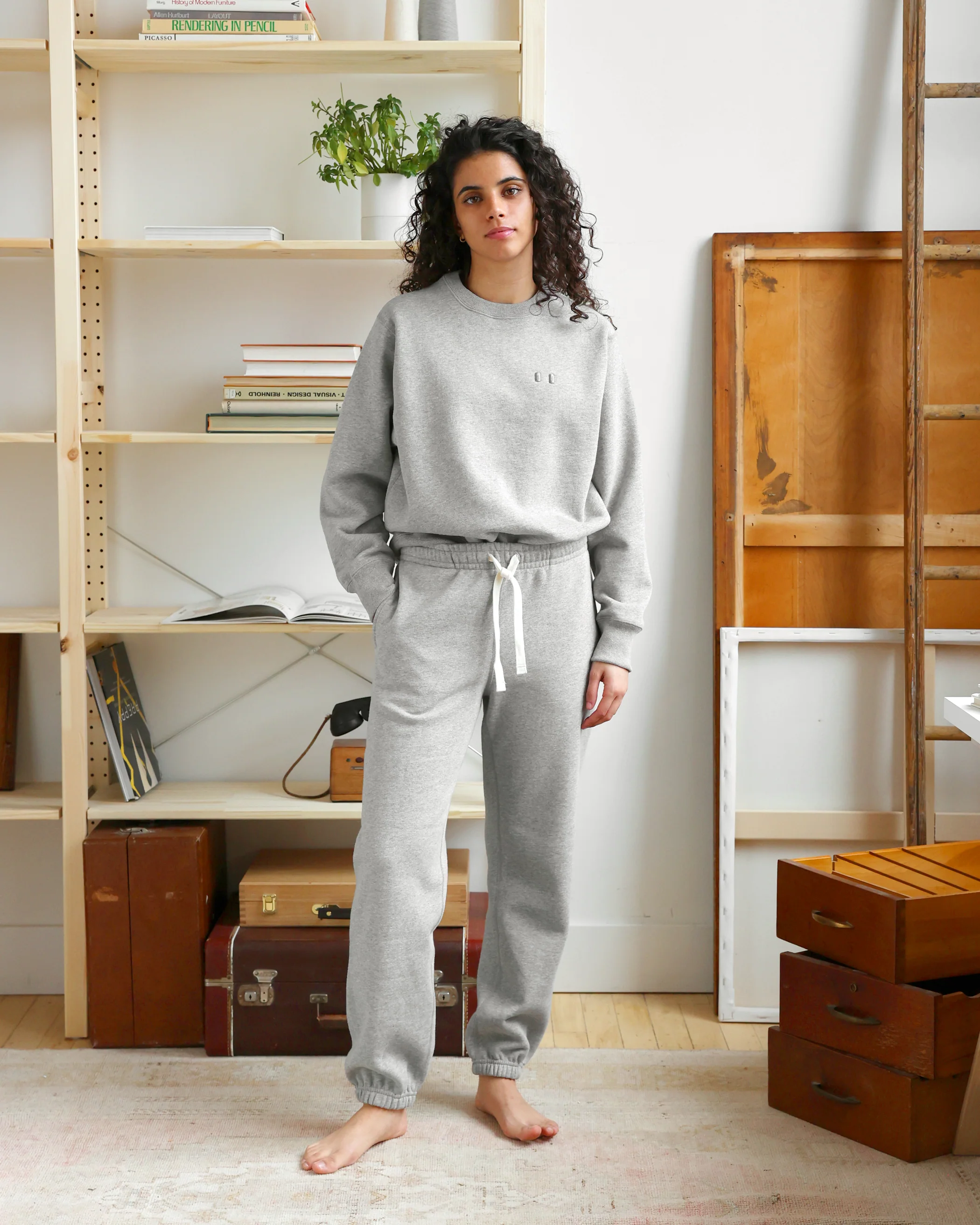 Flag Fleece Sweatshirt Heather Grey - Unisex - Image 6