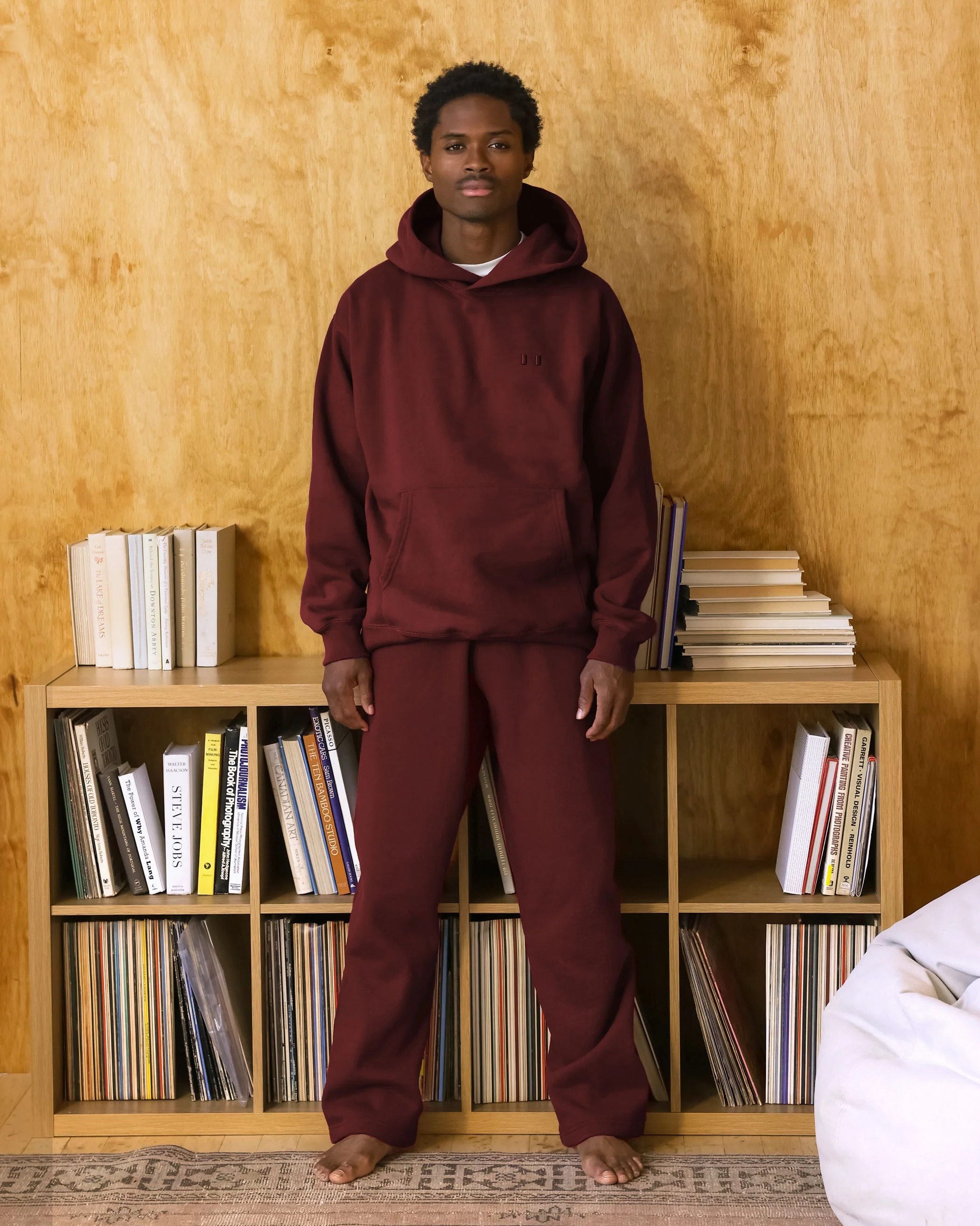 Flag Fleece Wide Leg Sweatpant Burgundy - Unisex - Image 3