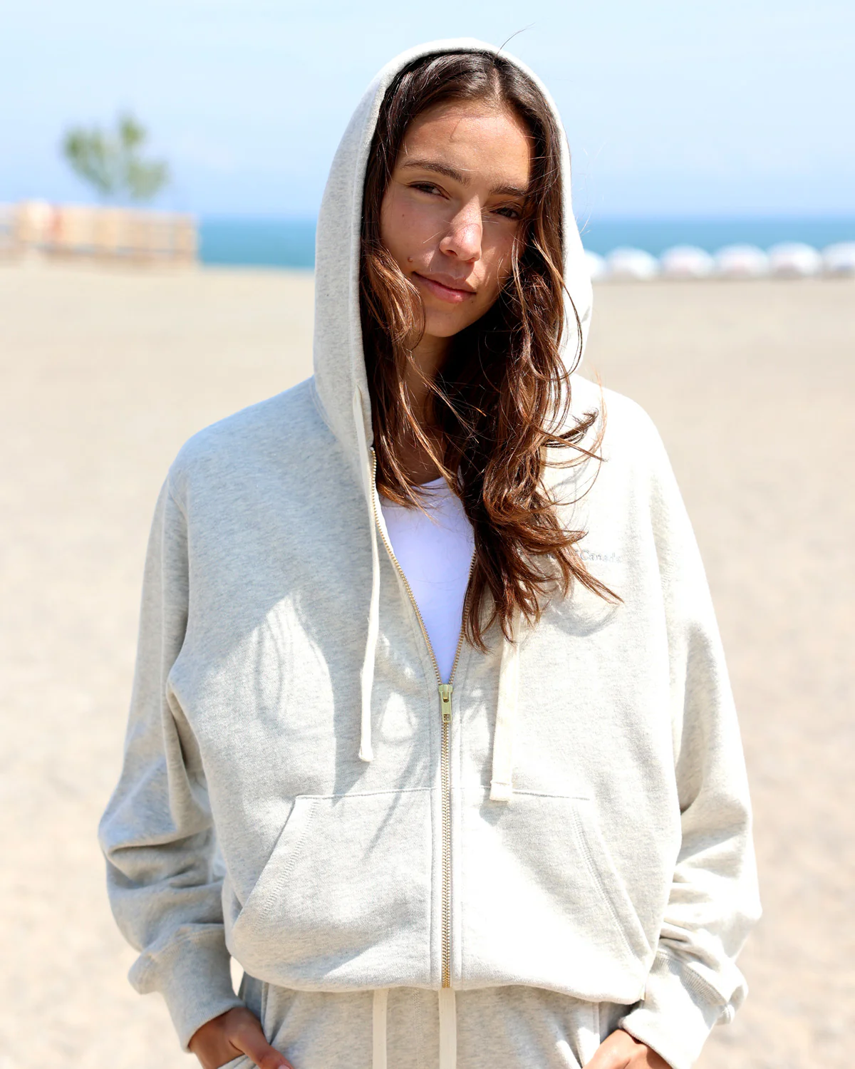 French Terry Zip Hoodie Eggshell - Unisex - Image 2