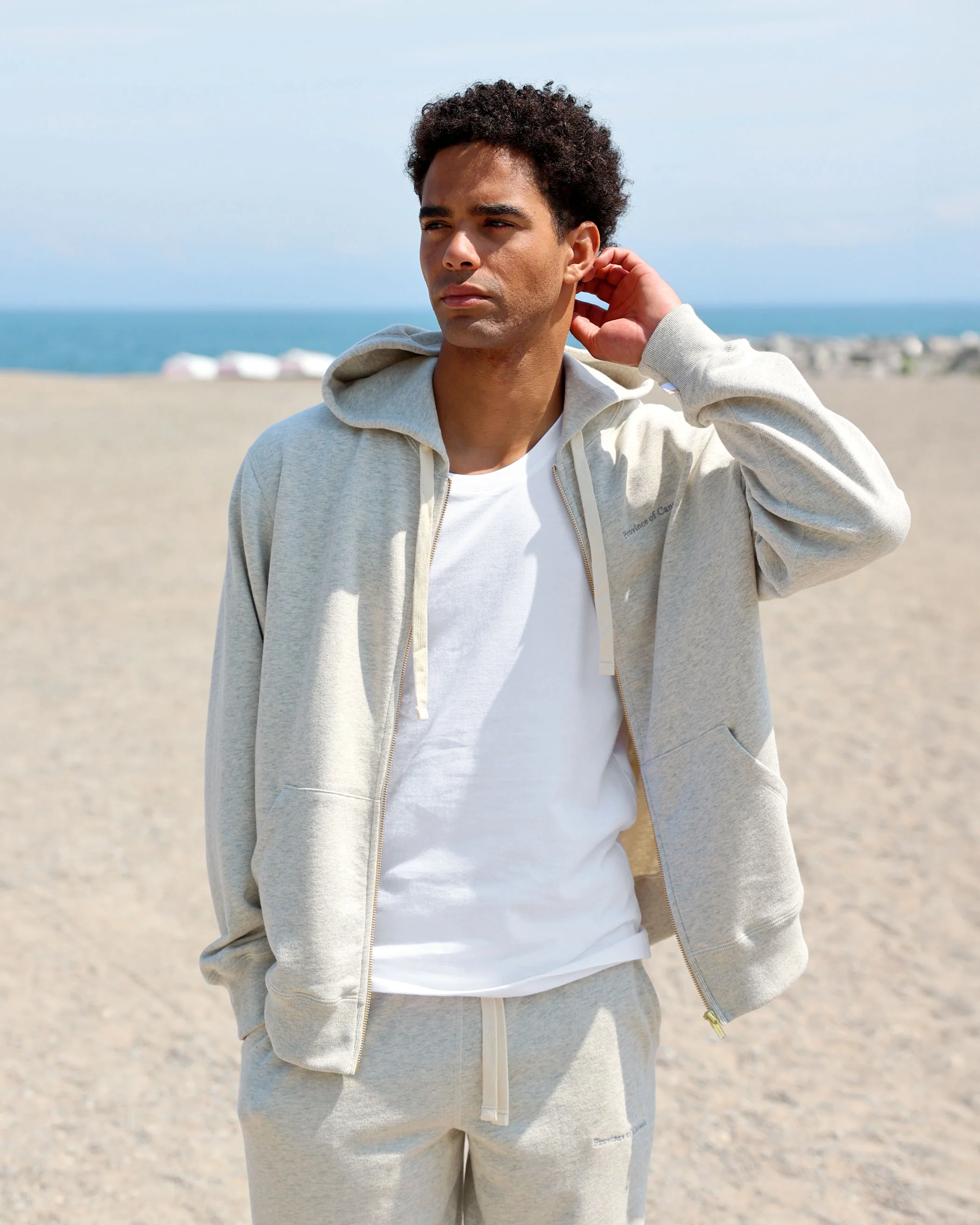 French Terry Zip Hoodie Eggshell - Unisex - Image 9