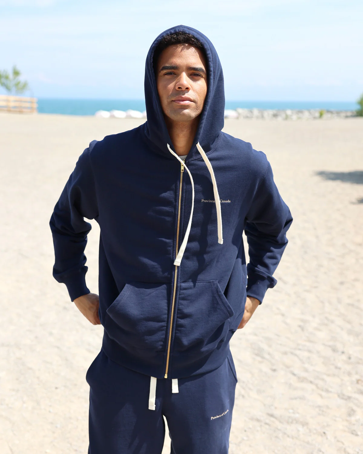 French Terry Zip Hoodie Navy - Unisex - Image 2