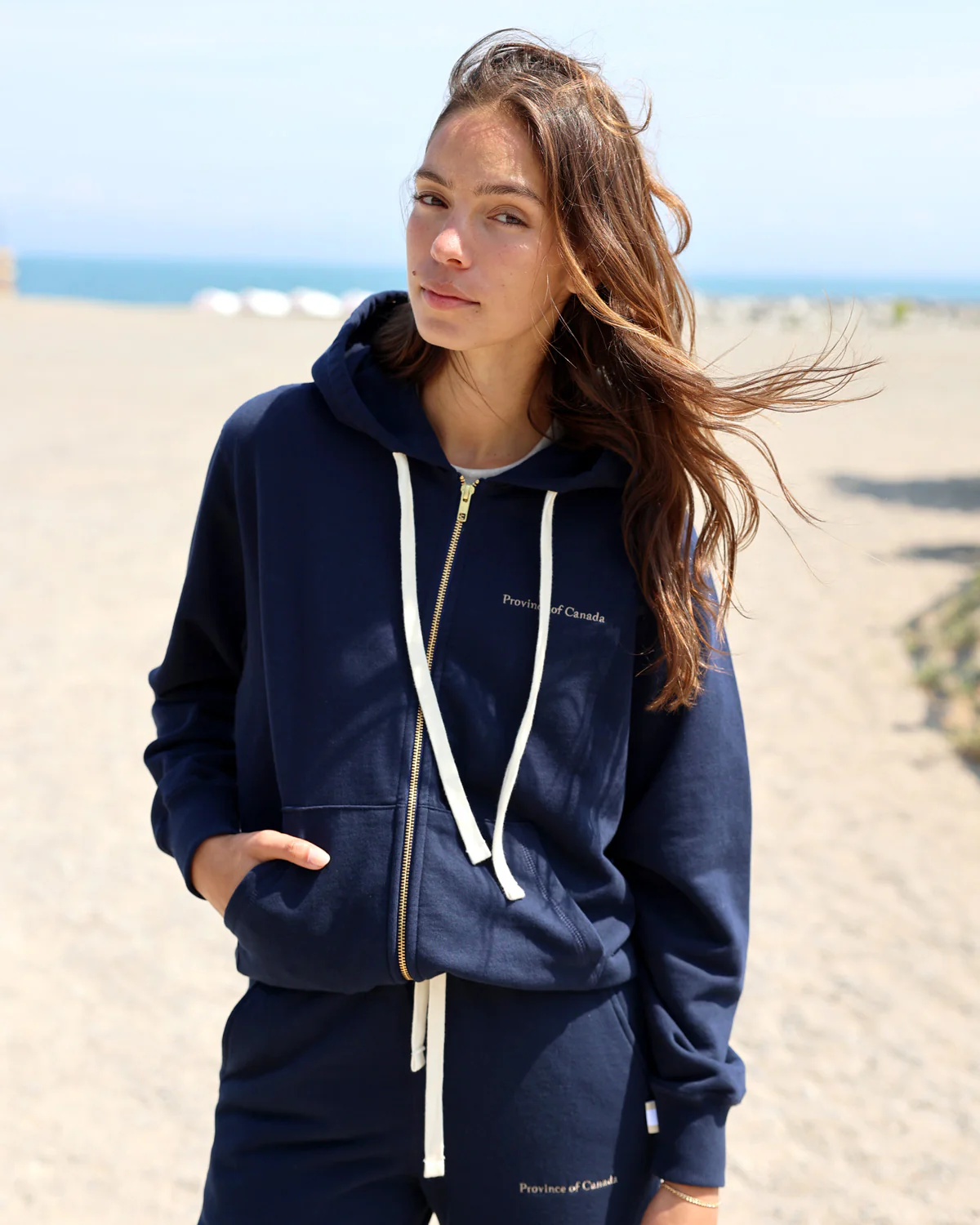 French Terry Zip Hoodie Navy - Unisex - Image 3