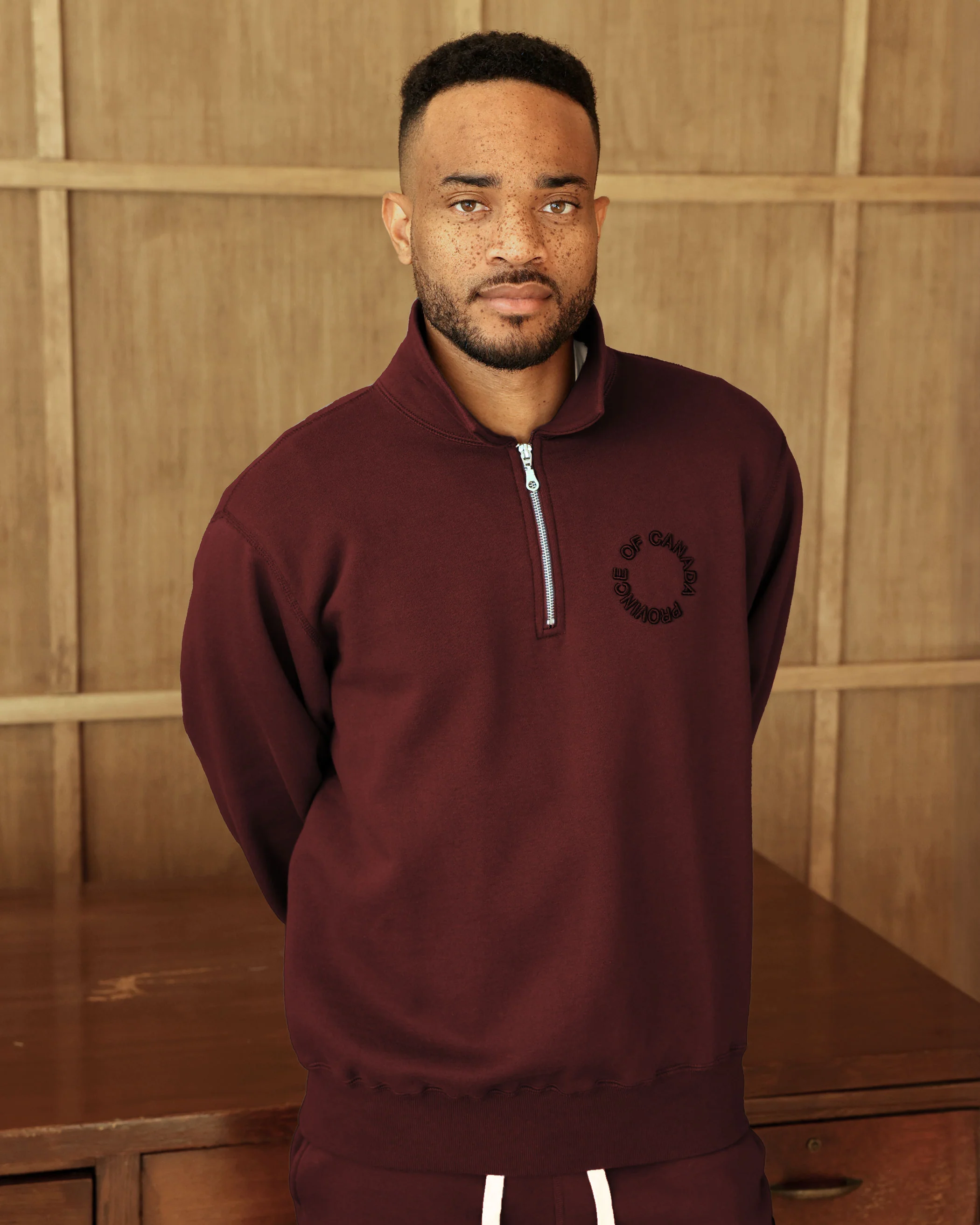 Half Zip Fleece Sweatshirt Burgundy - Unisex - Image 2