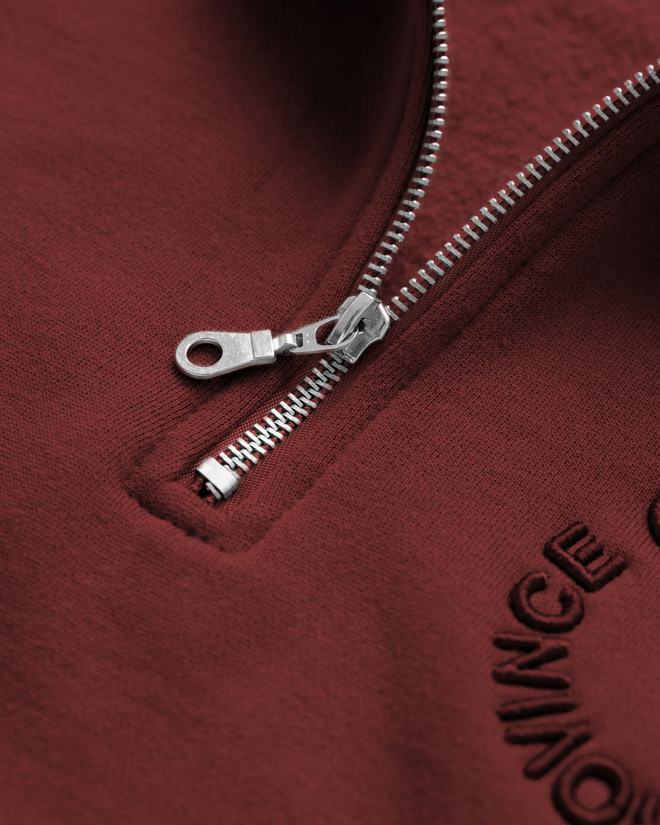 Half Zip Fleece Sweatshirt Burgundy - Unisex - Image 7