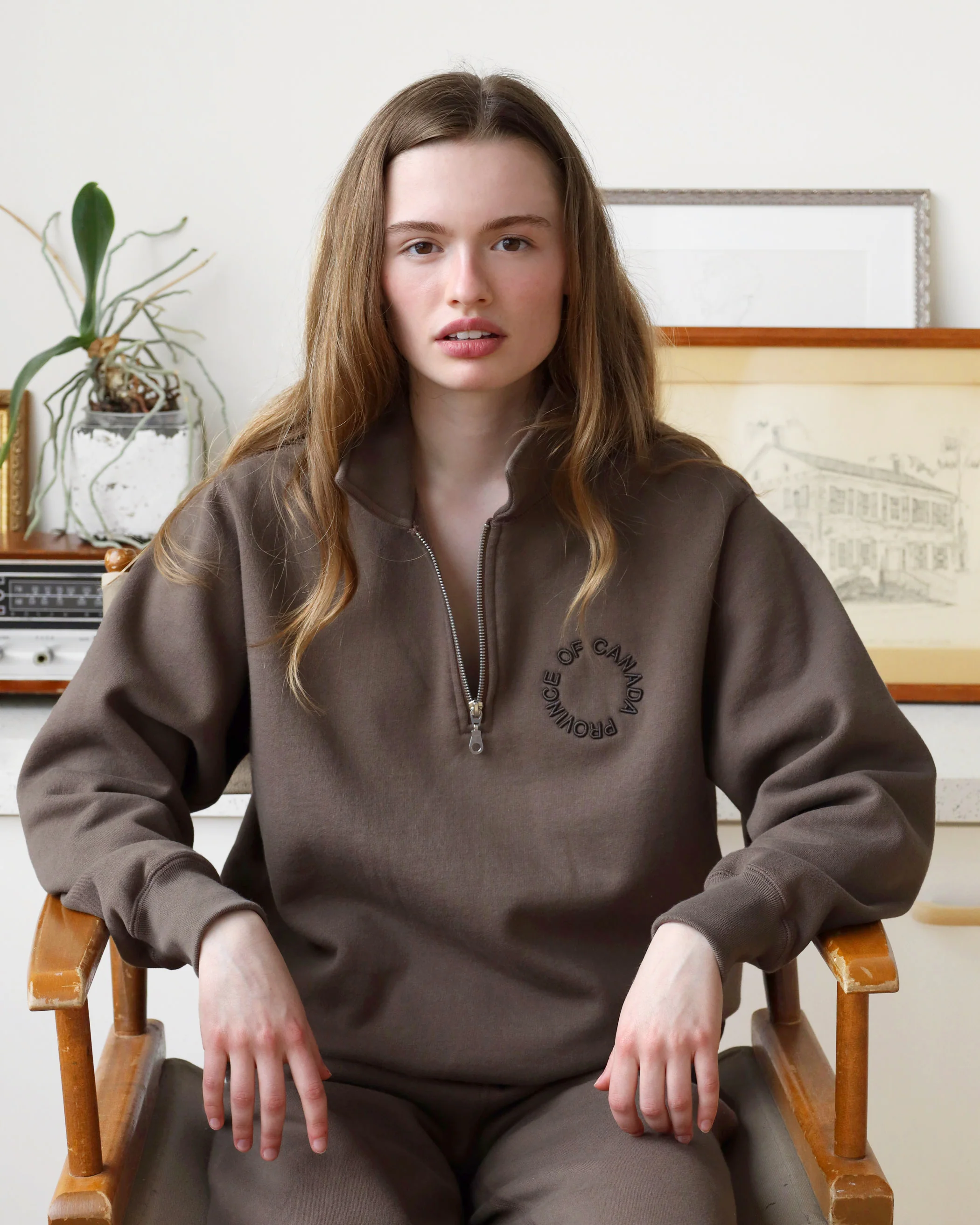 Half Zip Fleece Sweatshirt Chestnut - Unisex - Image 3