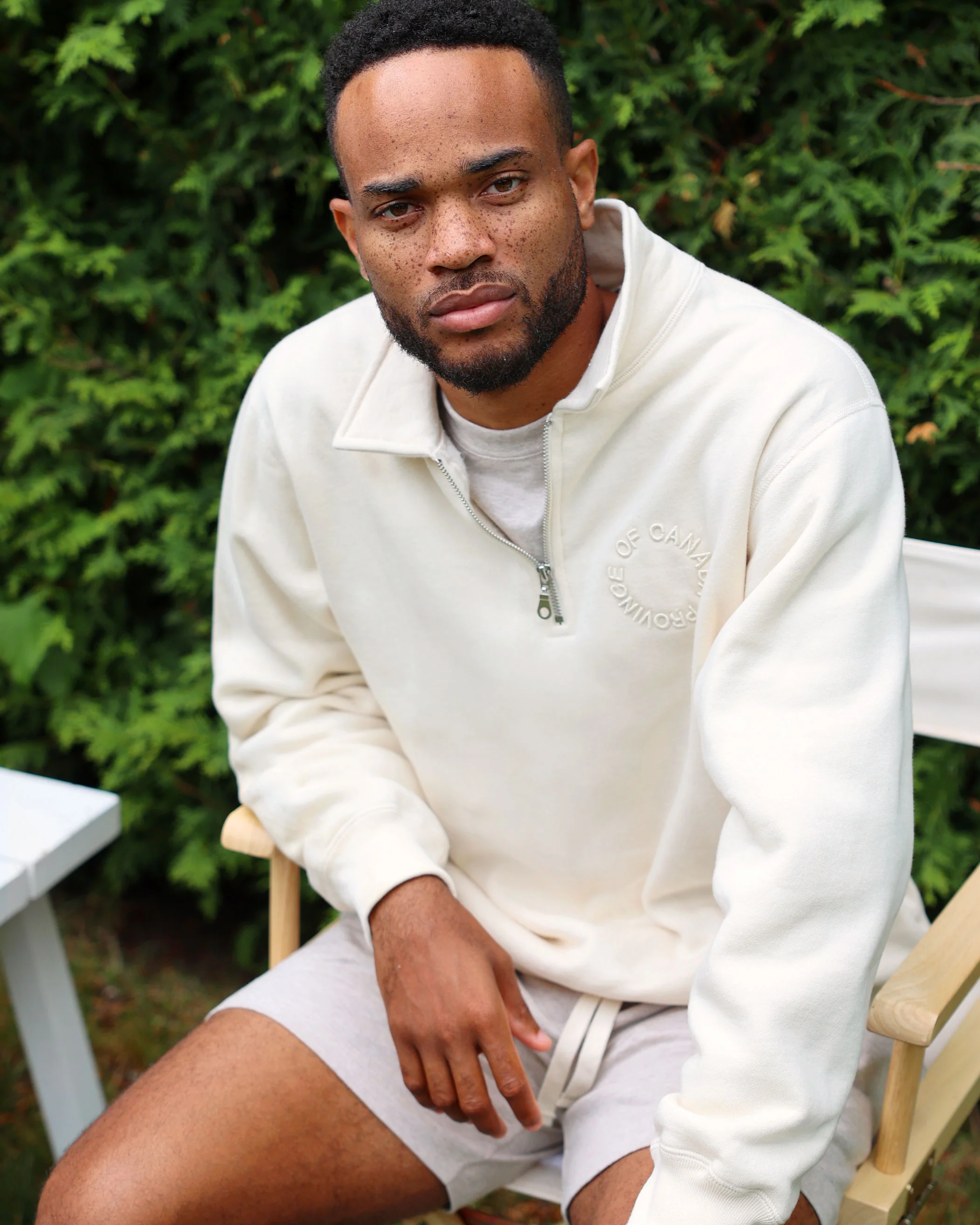 Half Zip Fleece Sweatshirt Cream - Unisex - Image 3