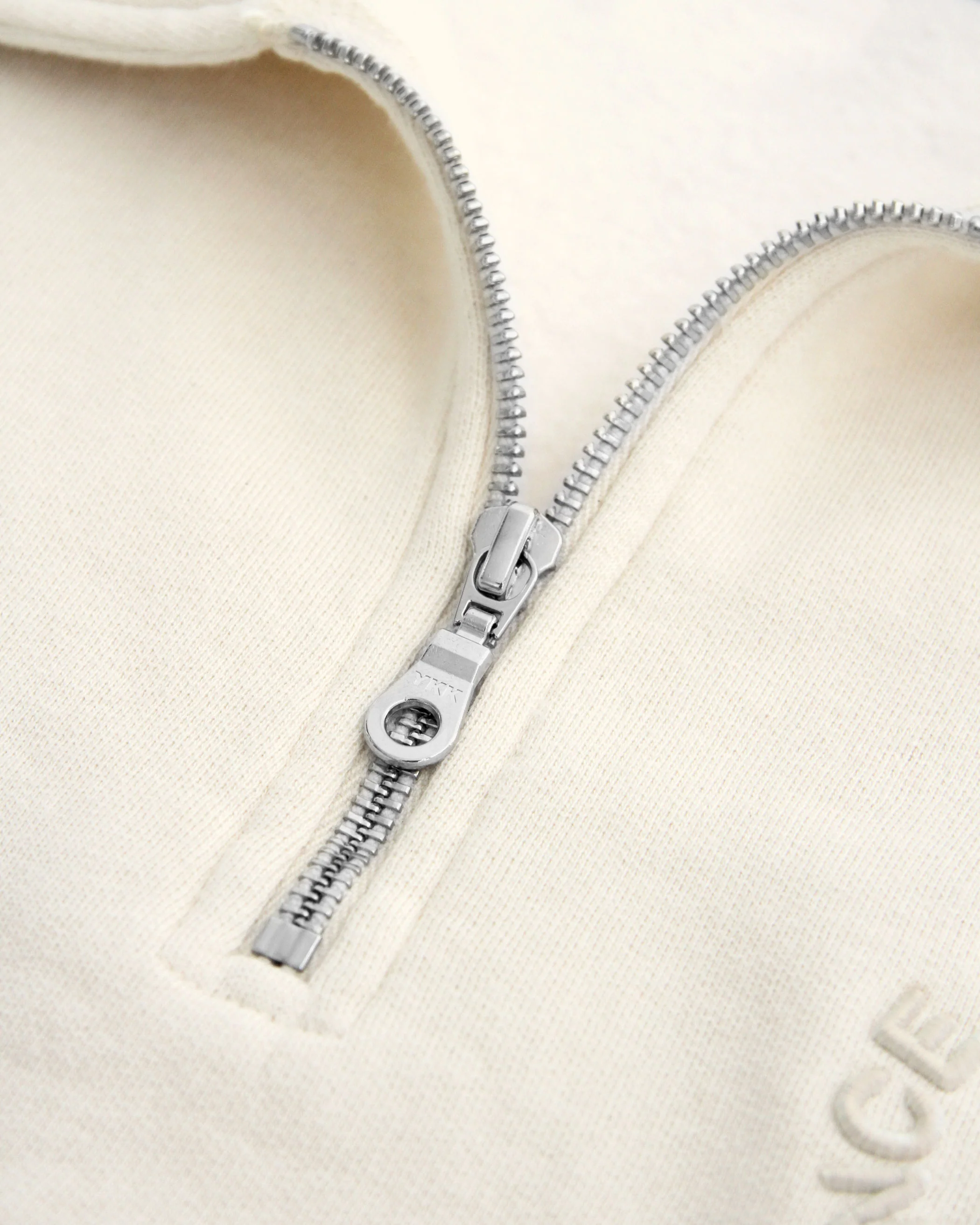 Half Zip Fleece Sweatshirt Cream - Unisex - Image 6