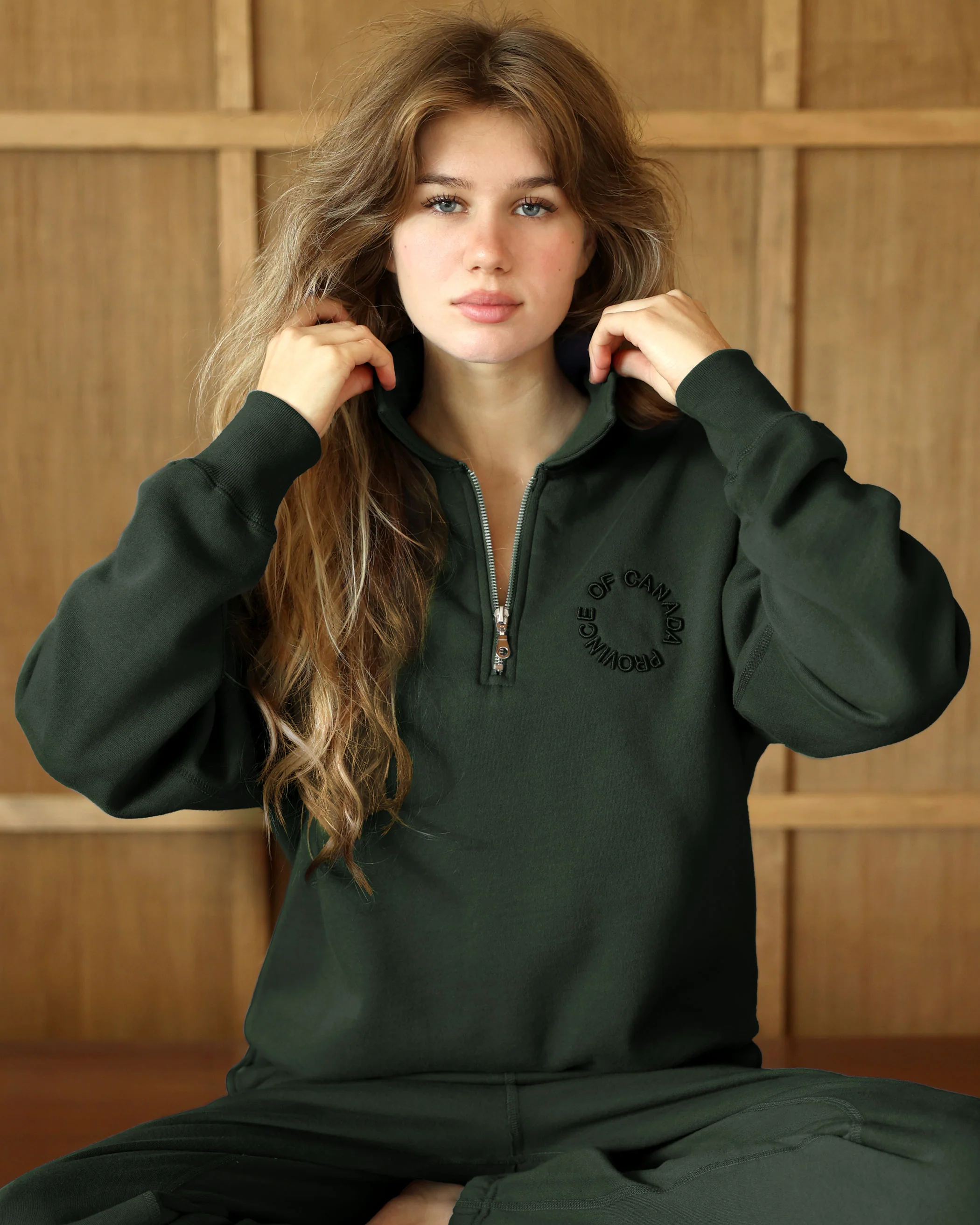 Half Zip Fleece Sweatshirt Forest - Unisex - Image 3