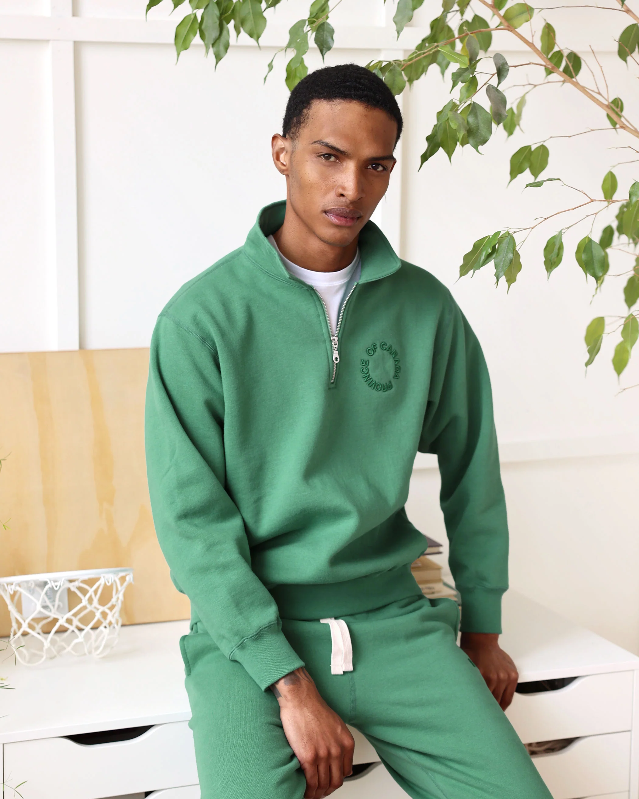 Half Zip Fleece Sweatshirt Green - Unisex - Image 3