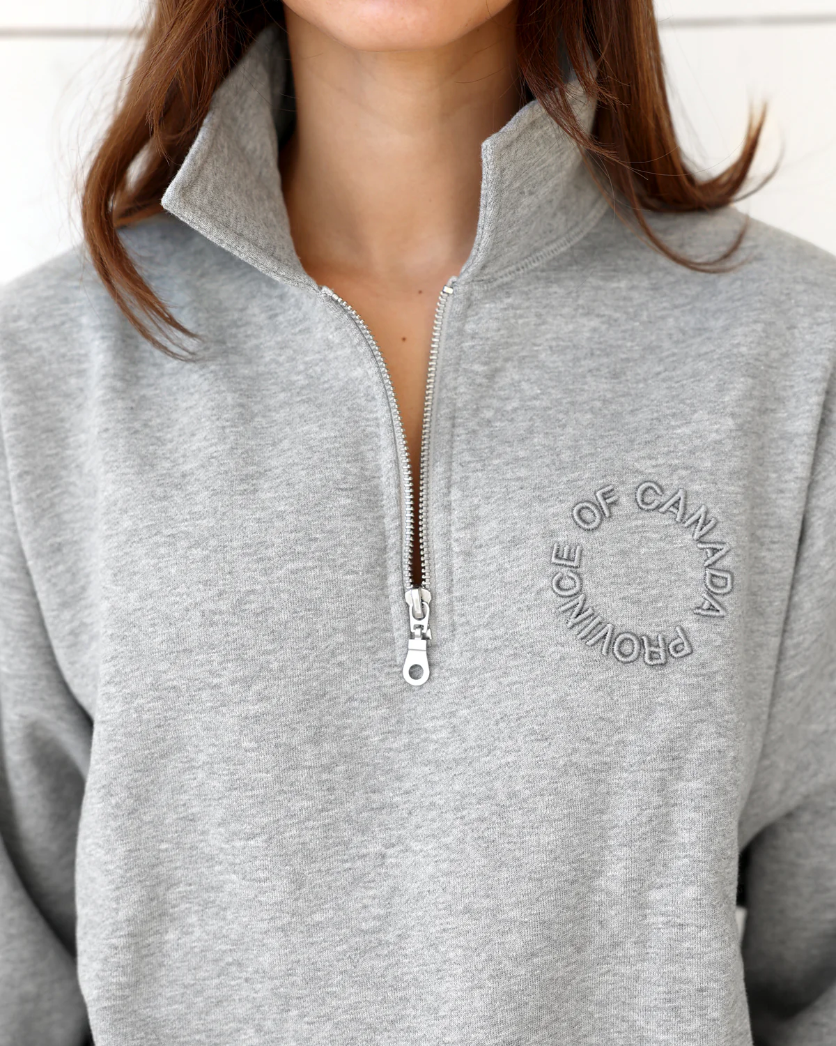 Half Zip Fleece Sweatshirt Heather Grey - Unisex - Image 6