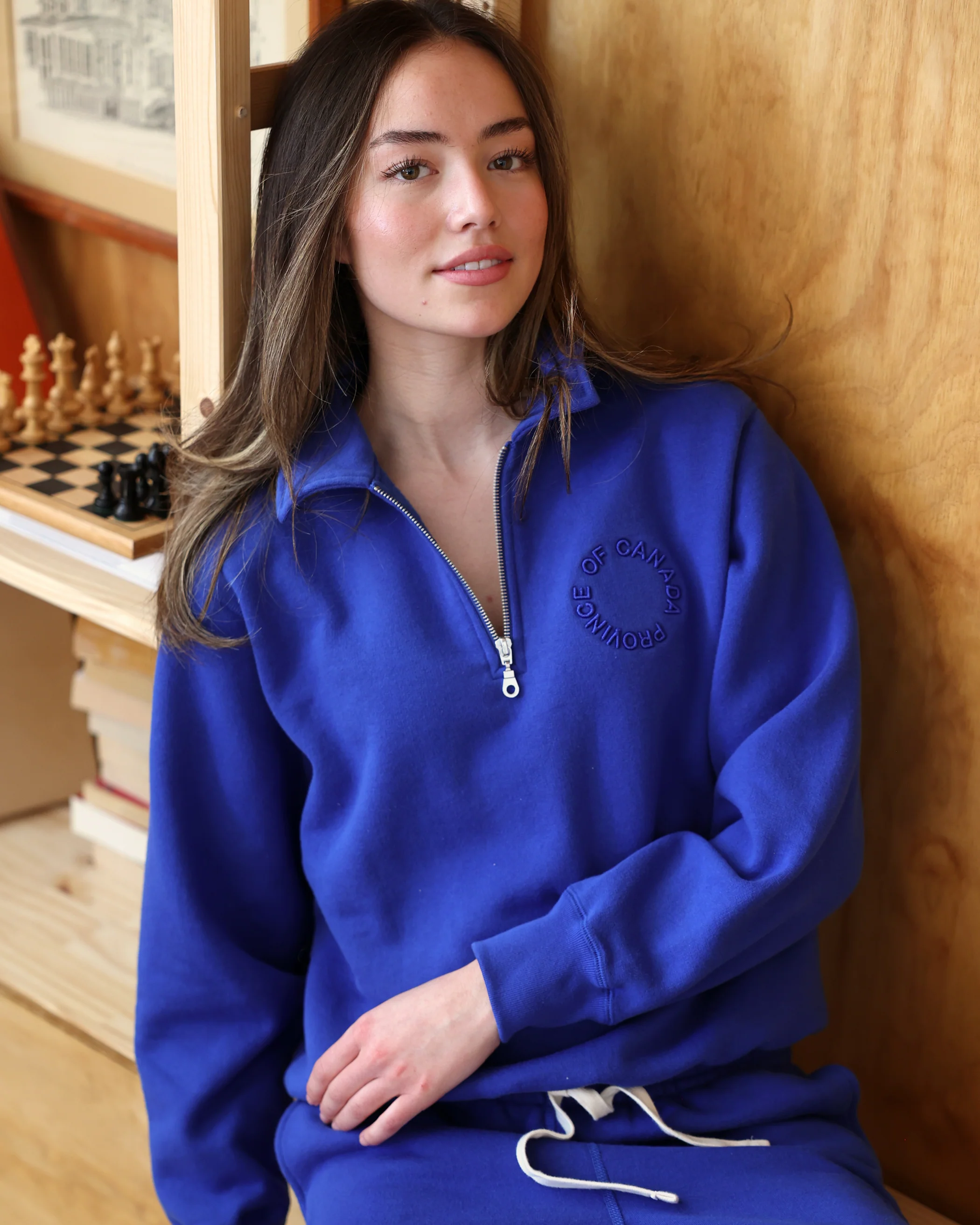 Half Zip Fleece Sweatshirt Royal - Unisex - Image 3