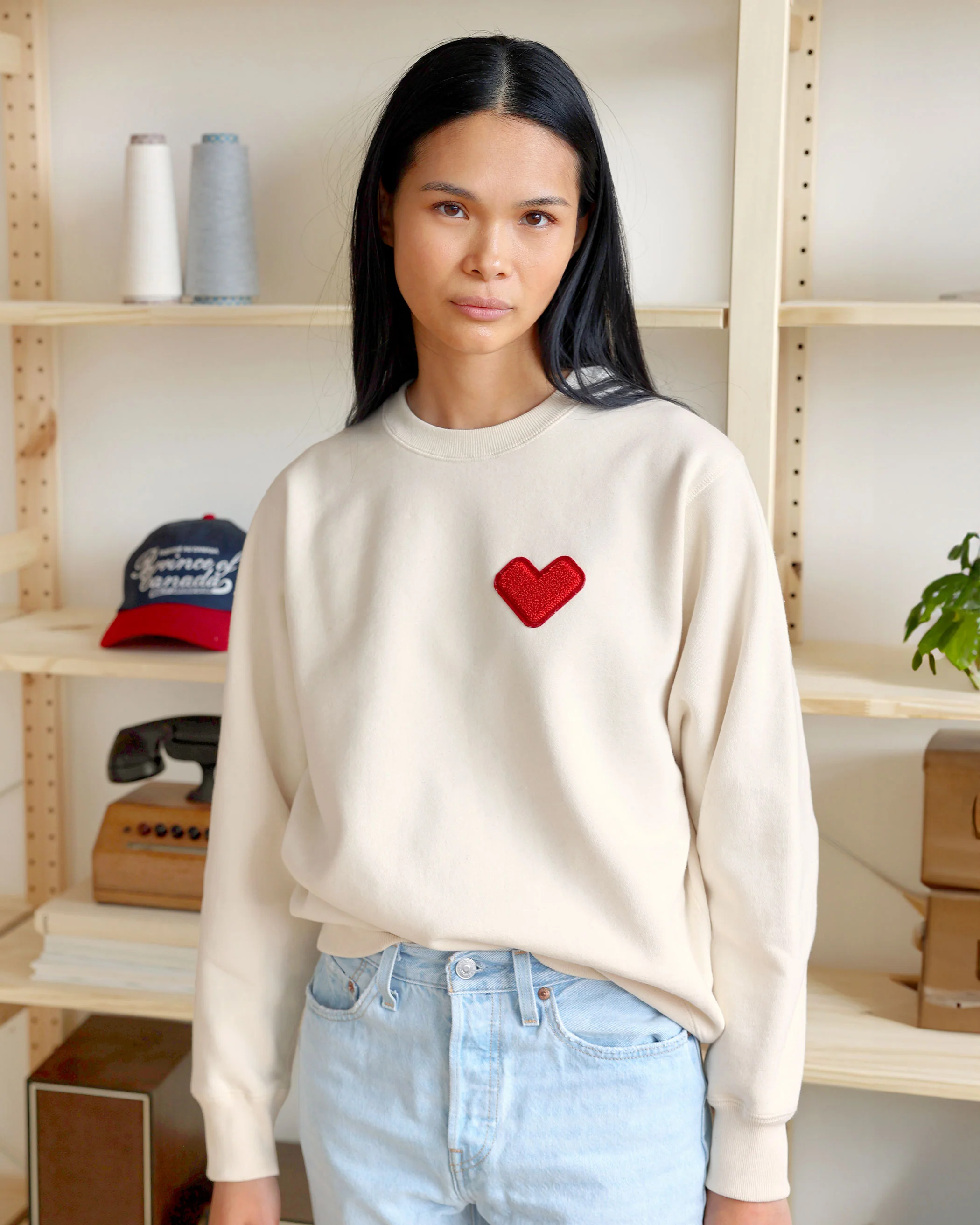 Heart Sweatshirt Cream - Unisex - Image 3