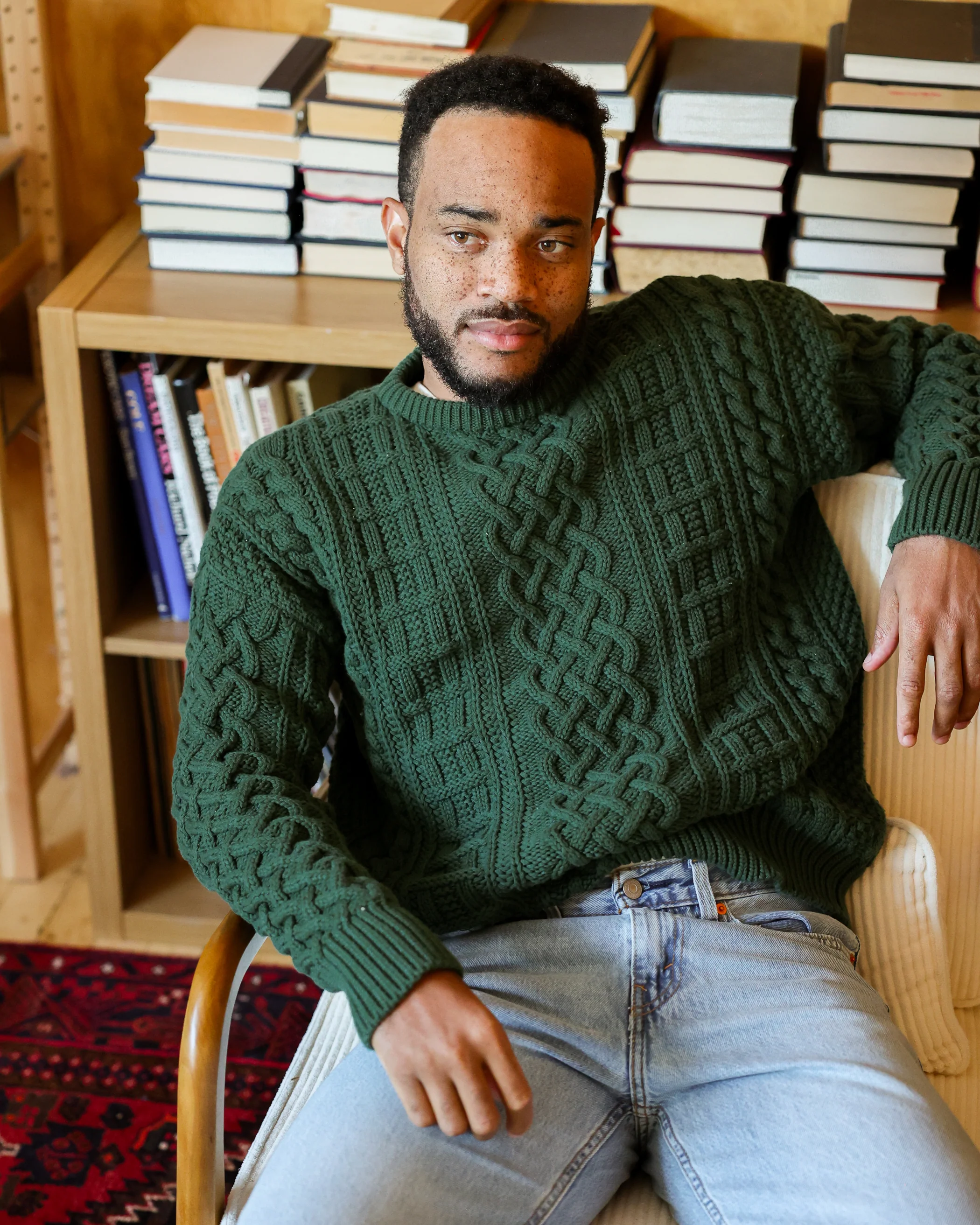 Ivy Cable Knit Sweater Forest - Unisex - Image 2
