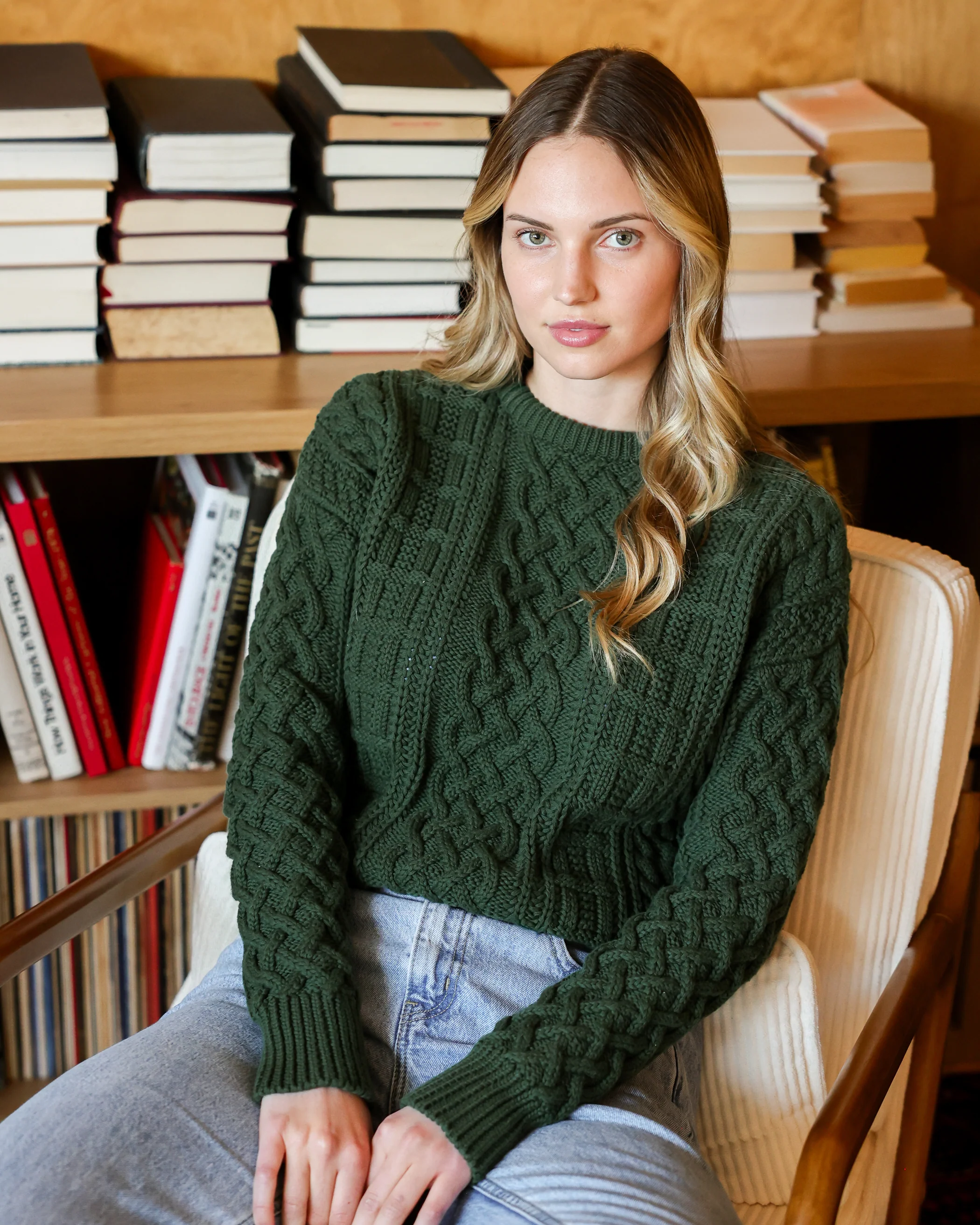 Ivy Cable Knit Sweater Forest - Unisex - Image 5