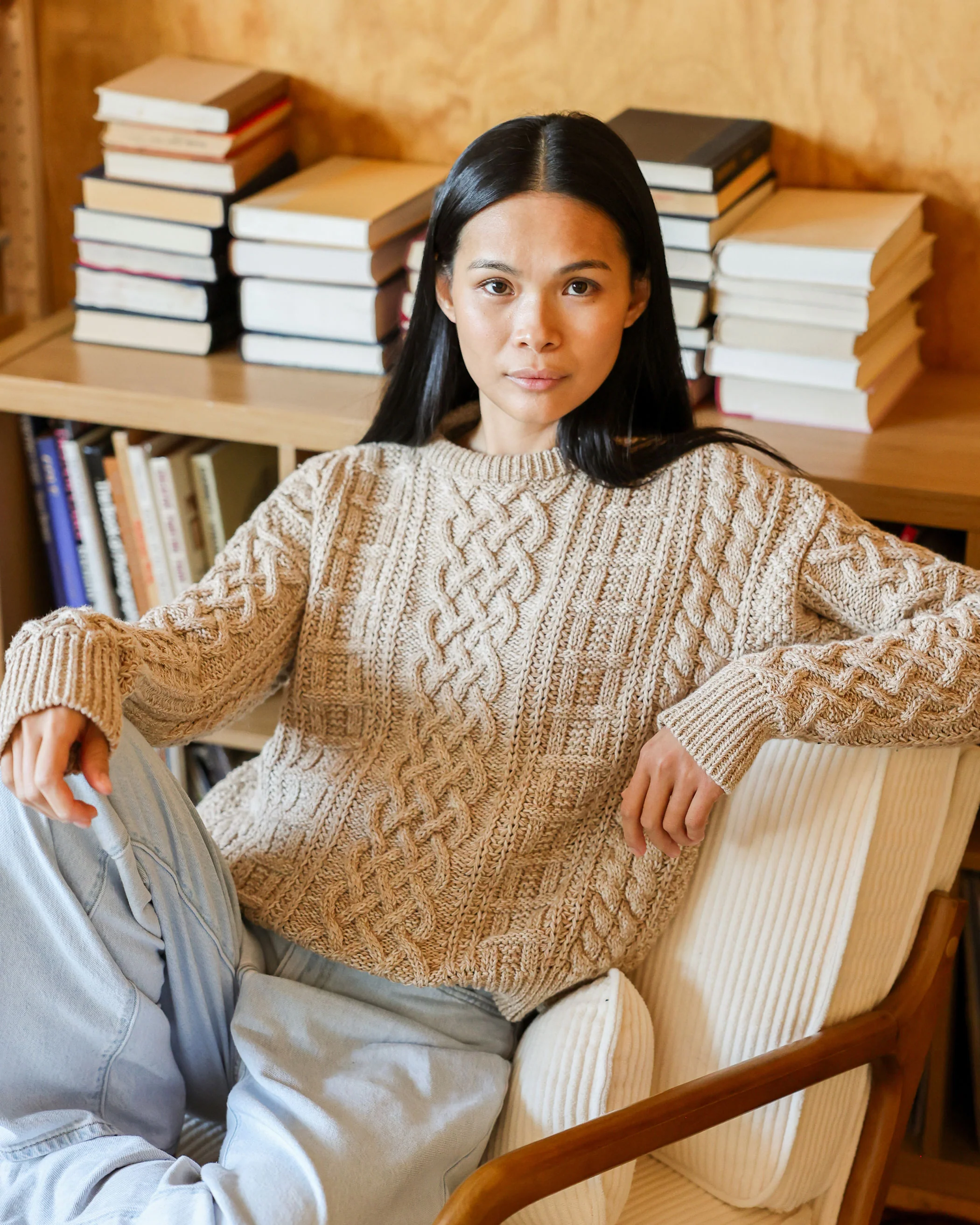Ivy Cable Knit Sweater Heather Beige - Unisex - Image 3