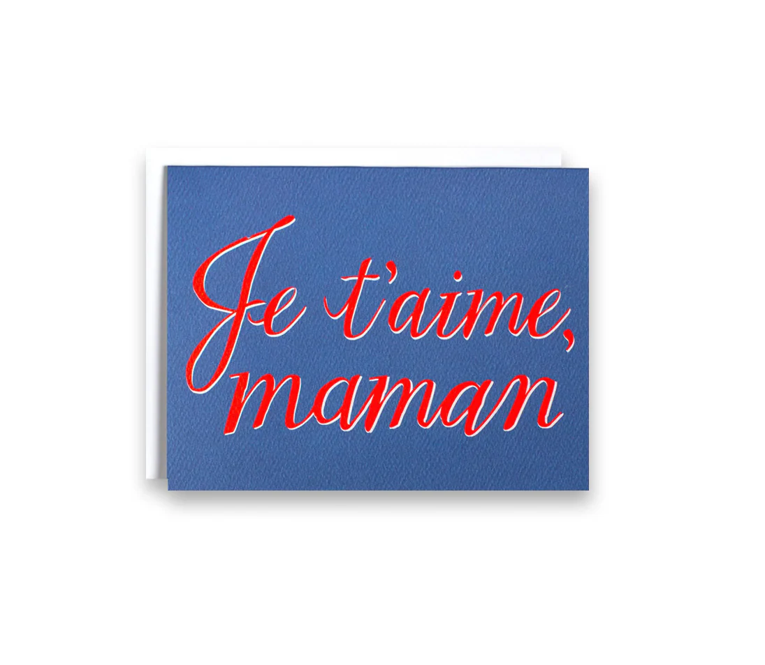 Je t'aime Maman Blue Greeting Card