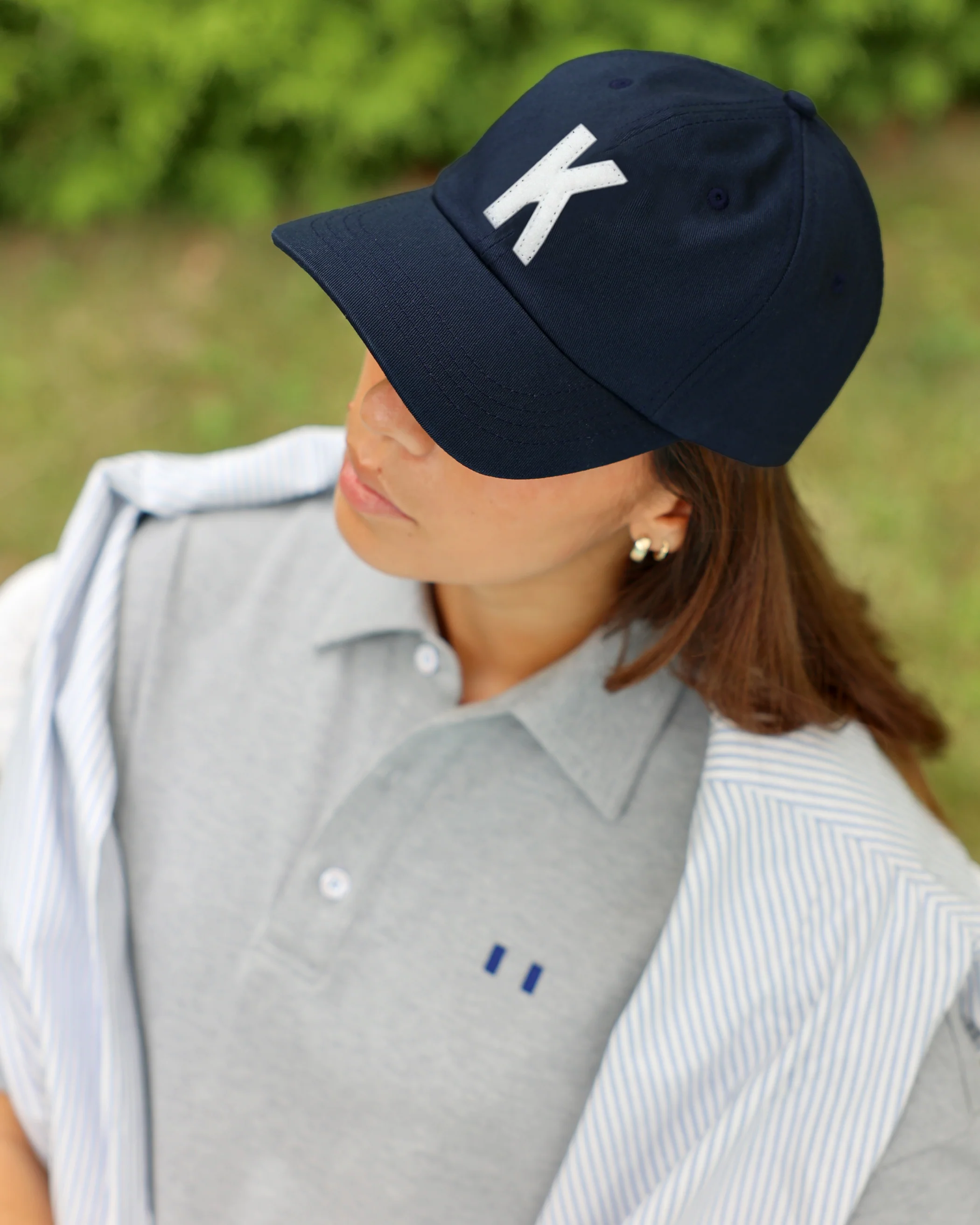 Letter K Baseball Hat Navy - Image 2