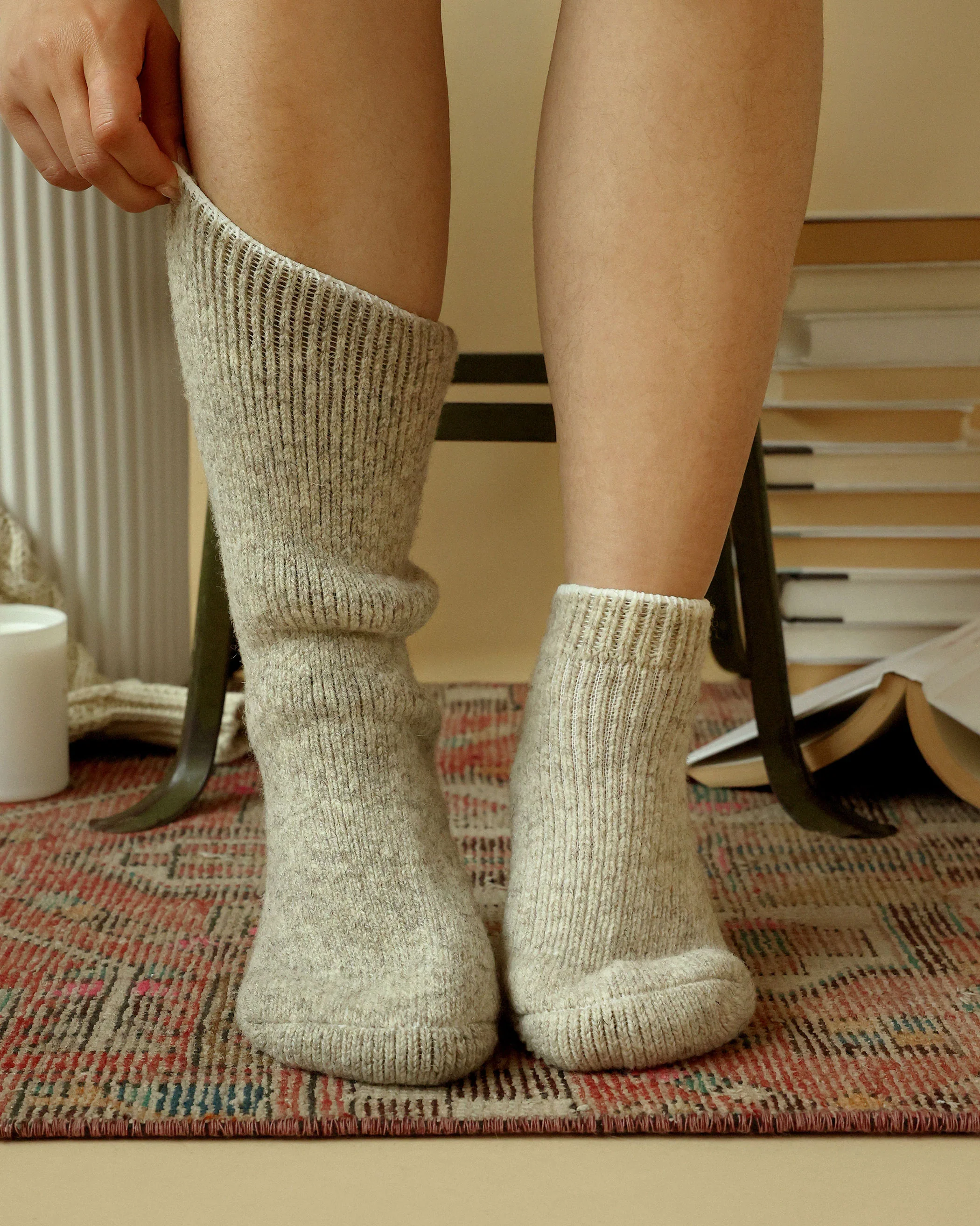 Long Slipper Sock Natural - Image 6