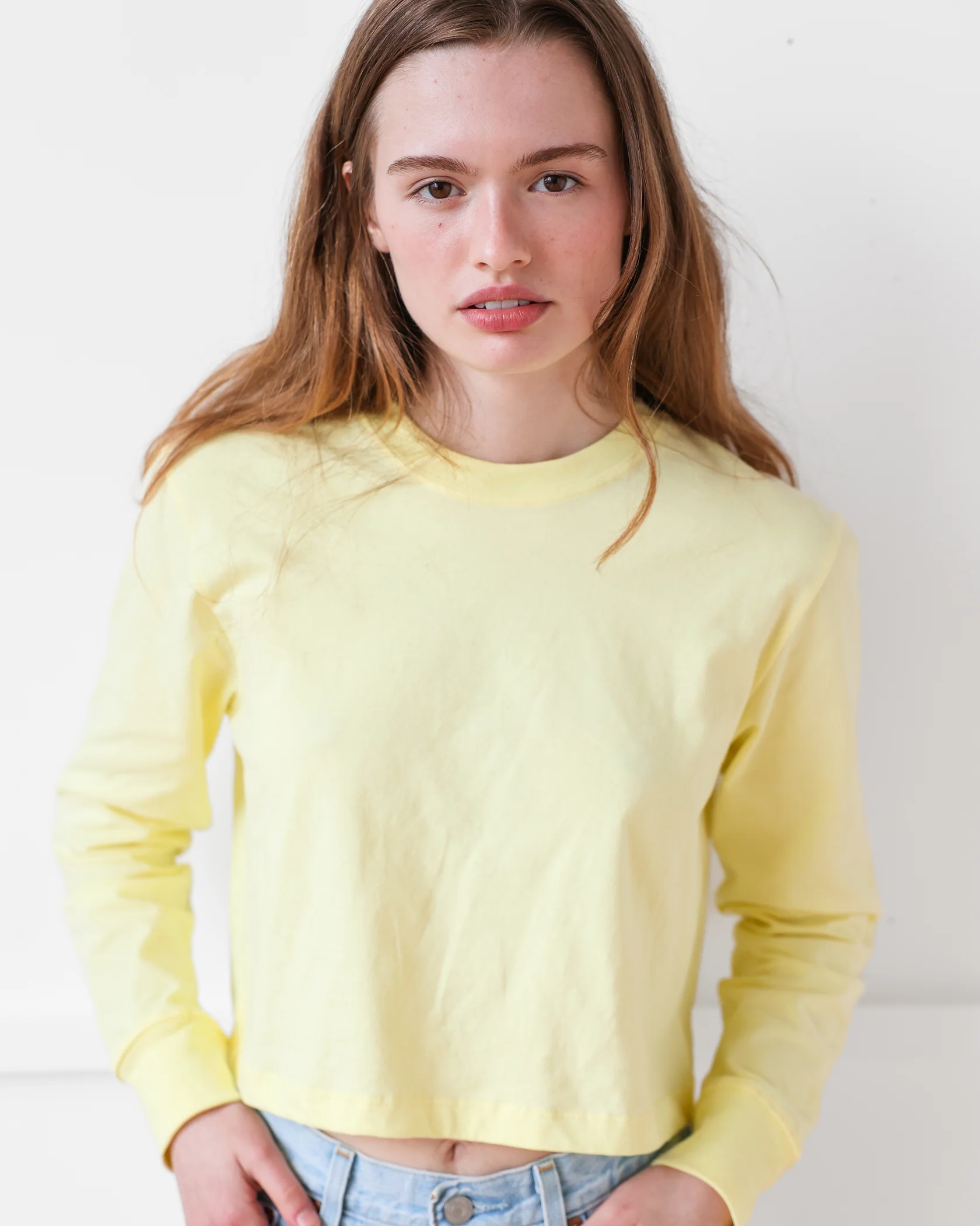 Monday Long Sleeve Crop Top Lemon - Image 7
