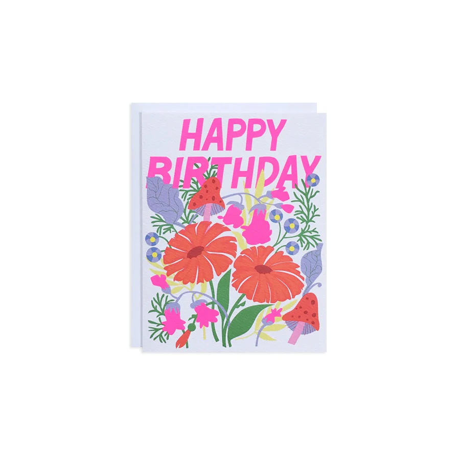 Mushroom Floral Birthday Greeting Card