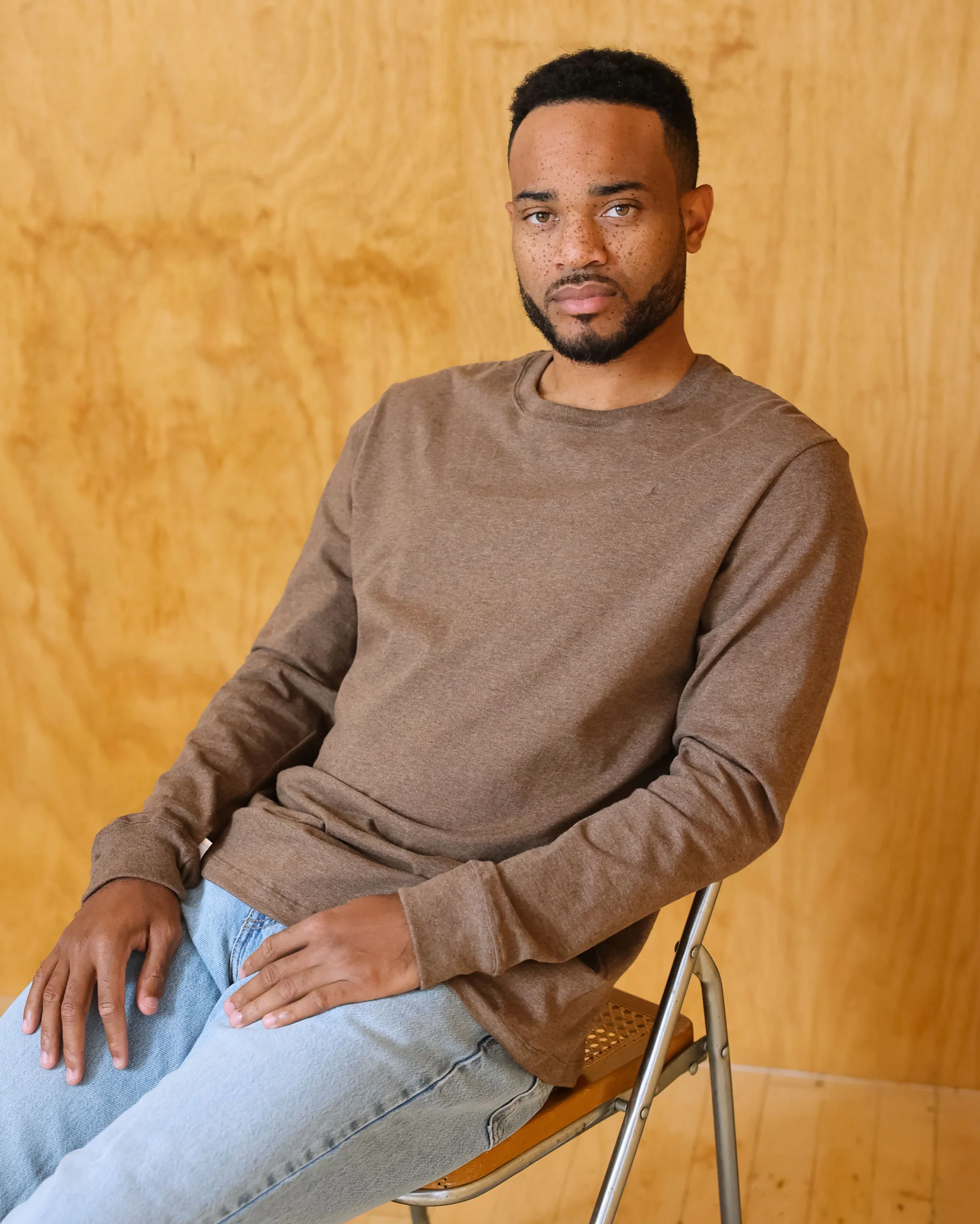 Monday Long Sleeve Tee Heather Brown - Unisex - Image 9
