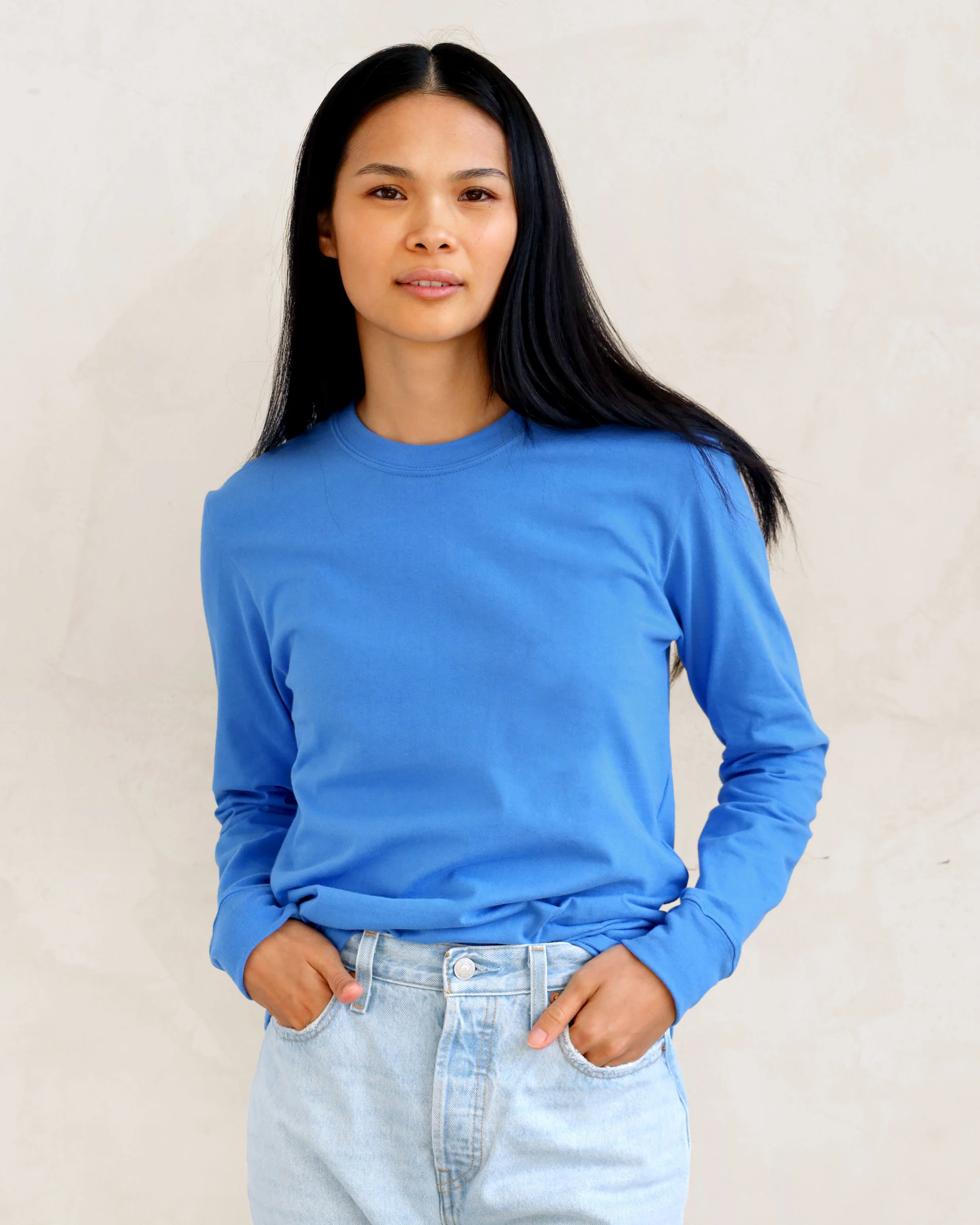 Monday Long Sleeve Tee Super Blue - Unisex - Image 3