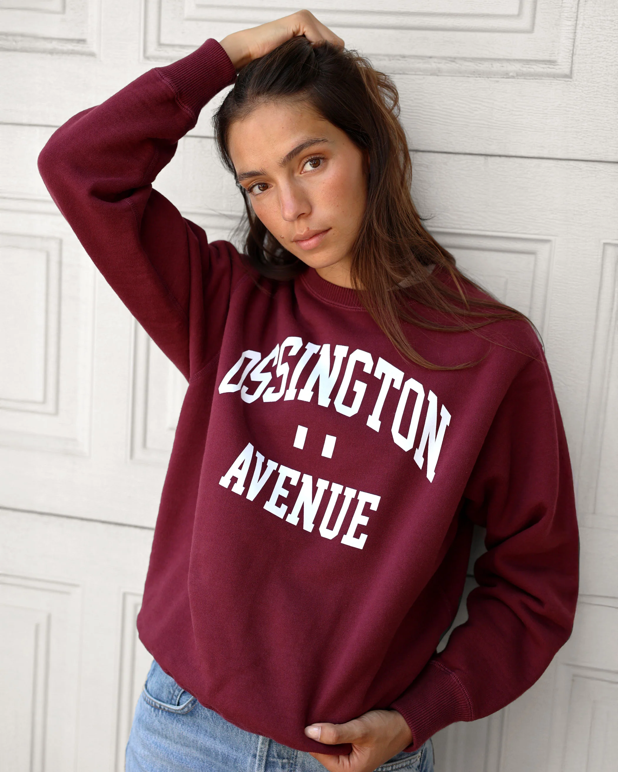 Ossington Fleece Sweatshirt Dark Burgundy - Unisex - Image 2