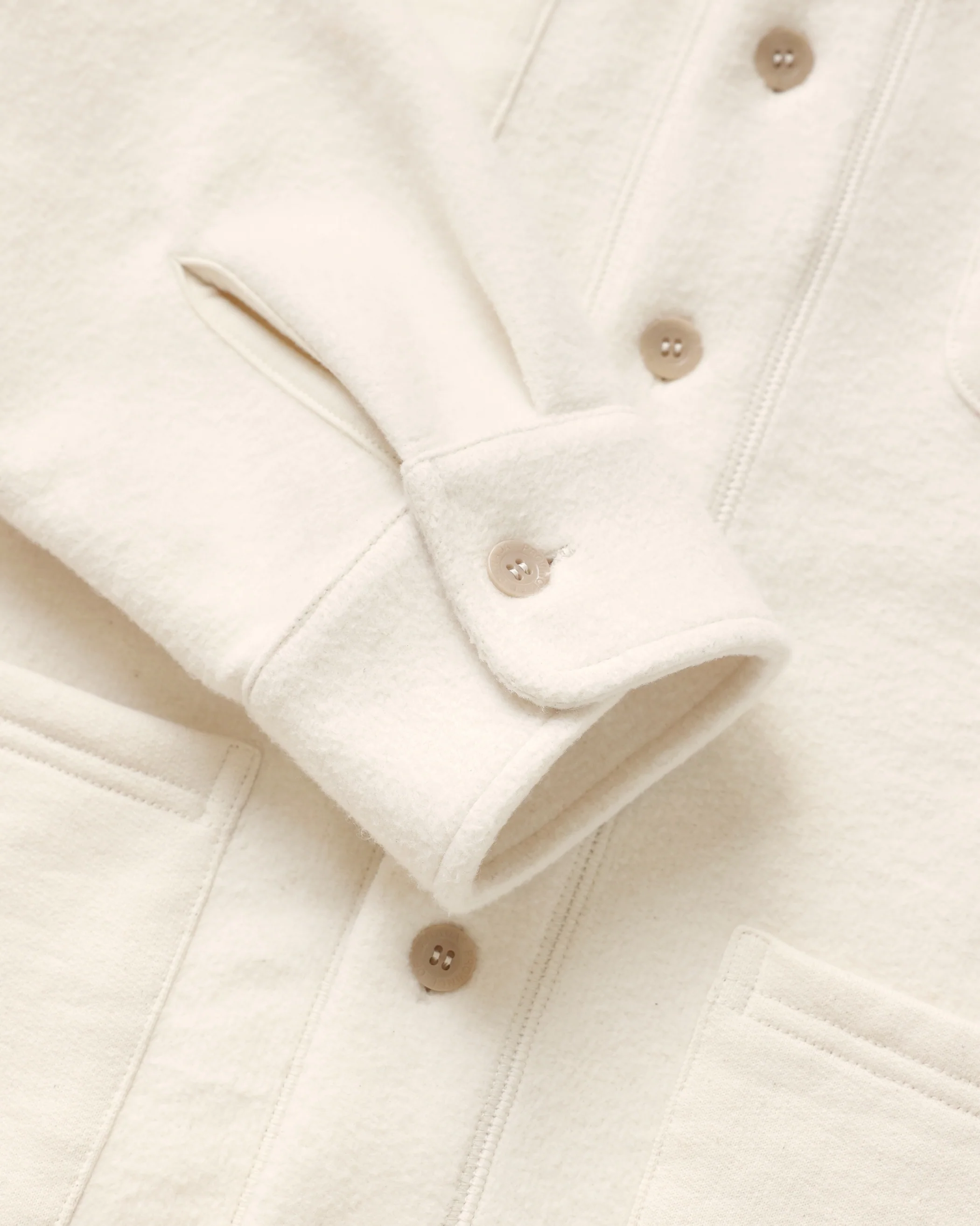 Reverse Fleece Overshirt Cream - Unisex - Image 8
