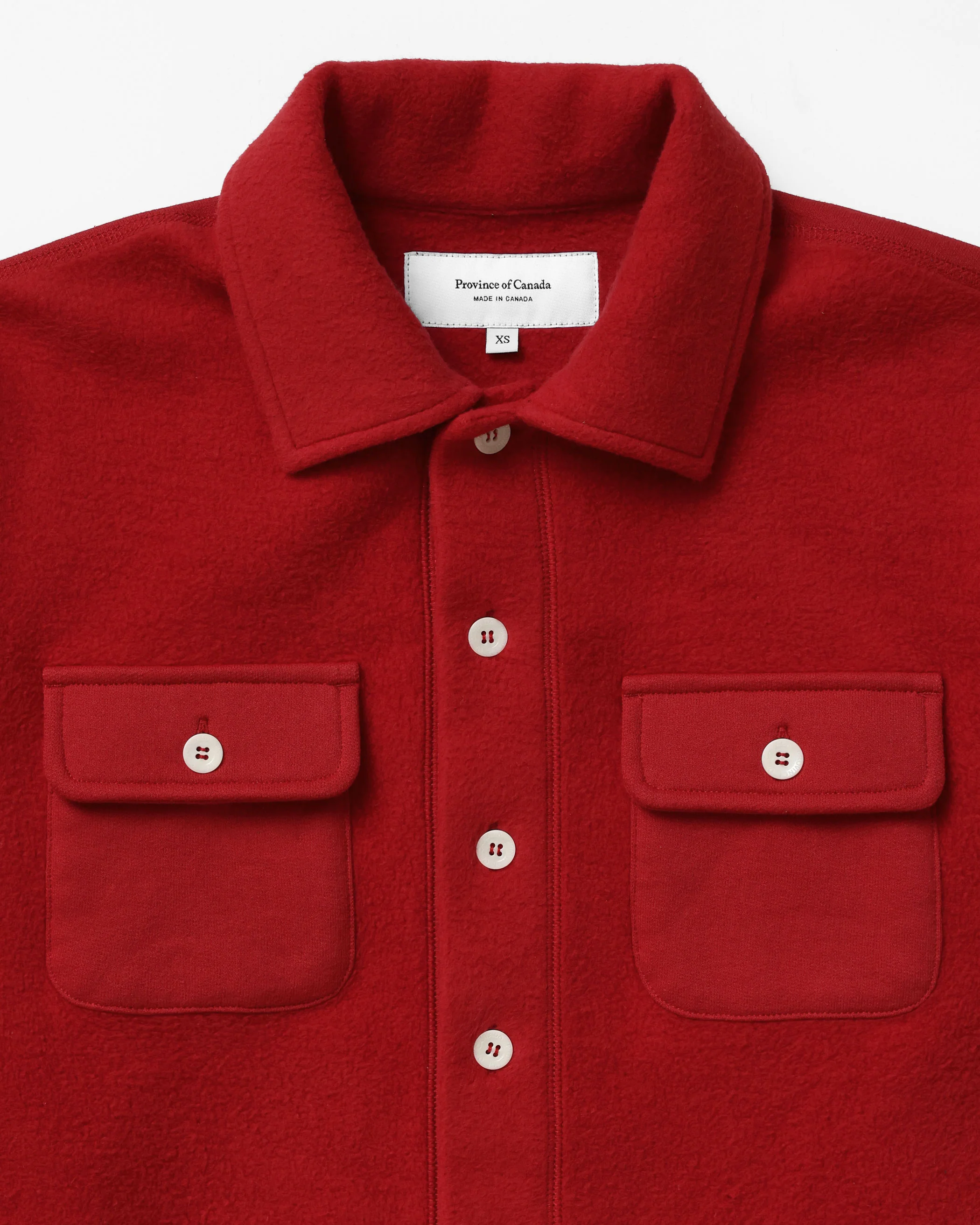 Reverse Fleece Overshirt Red - Unisex - Image 4