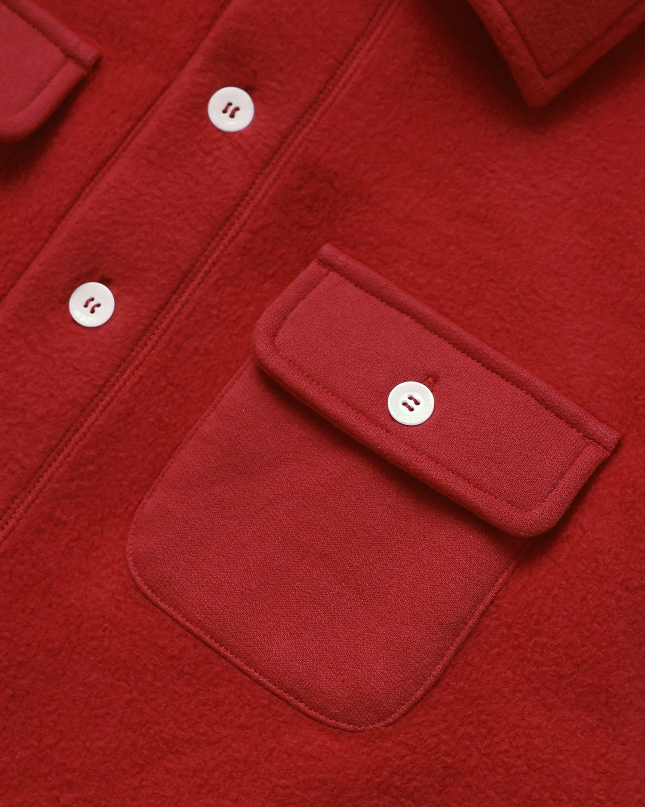 Reverse Fleece Overshirt Red - Unisex - Image 8