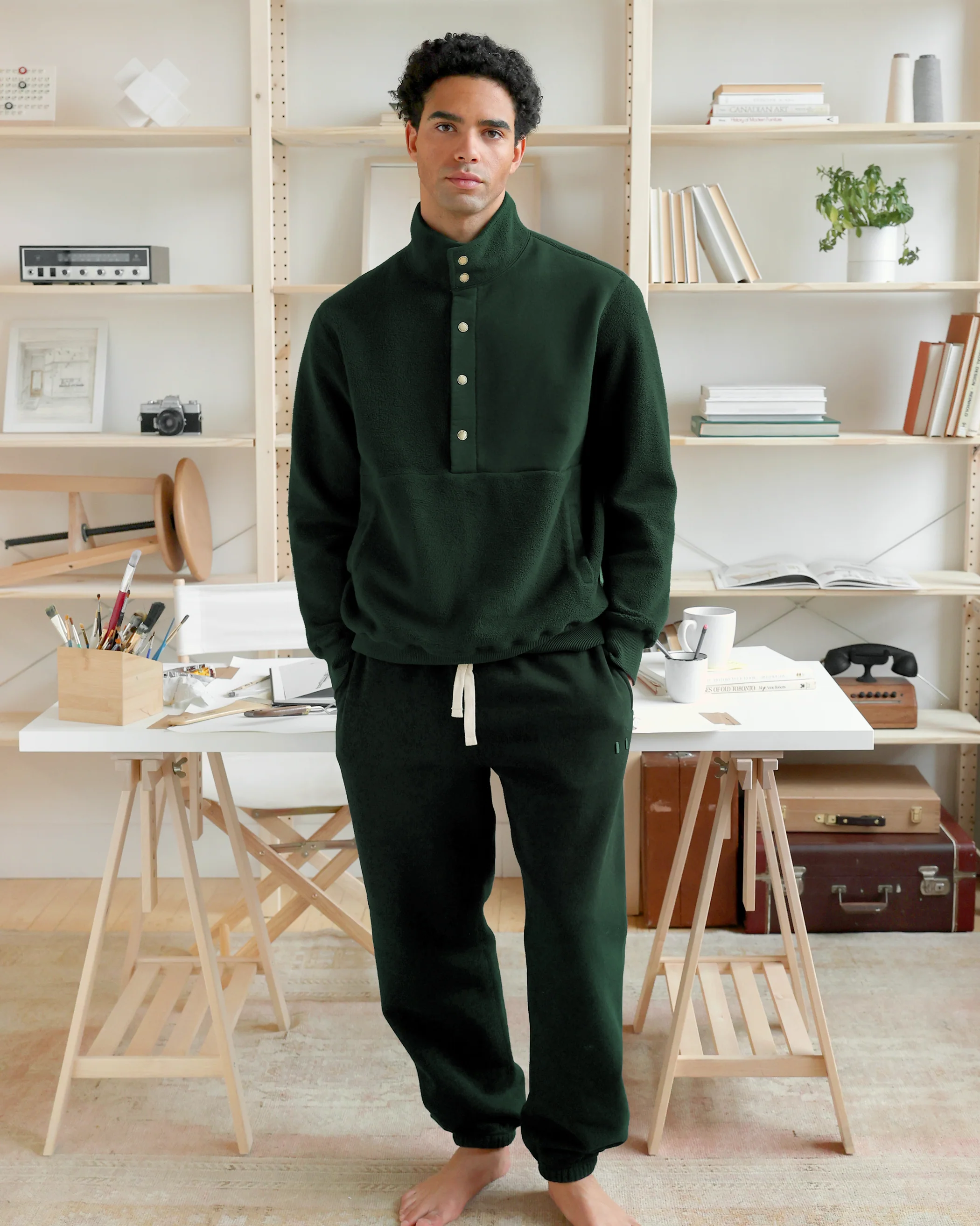 Reverse Fleece Pullover Forest - Unisex - Image 8