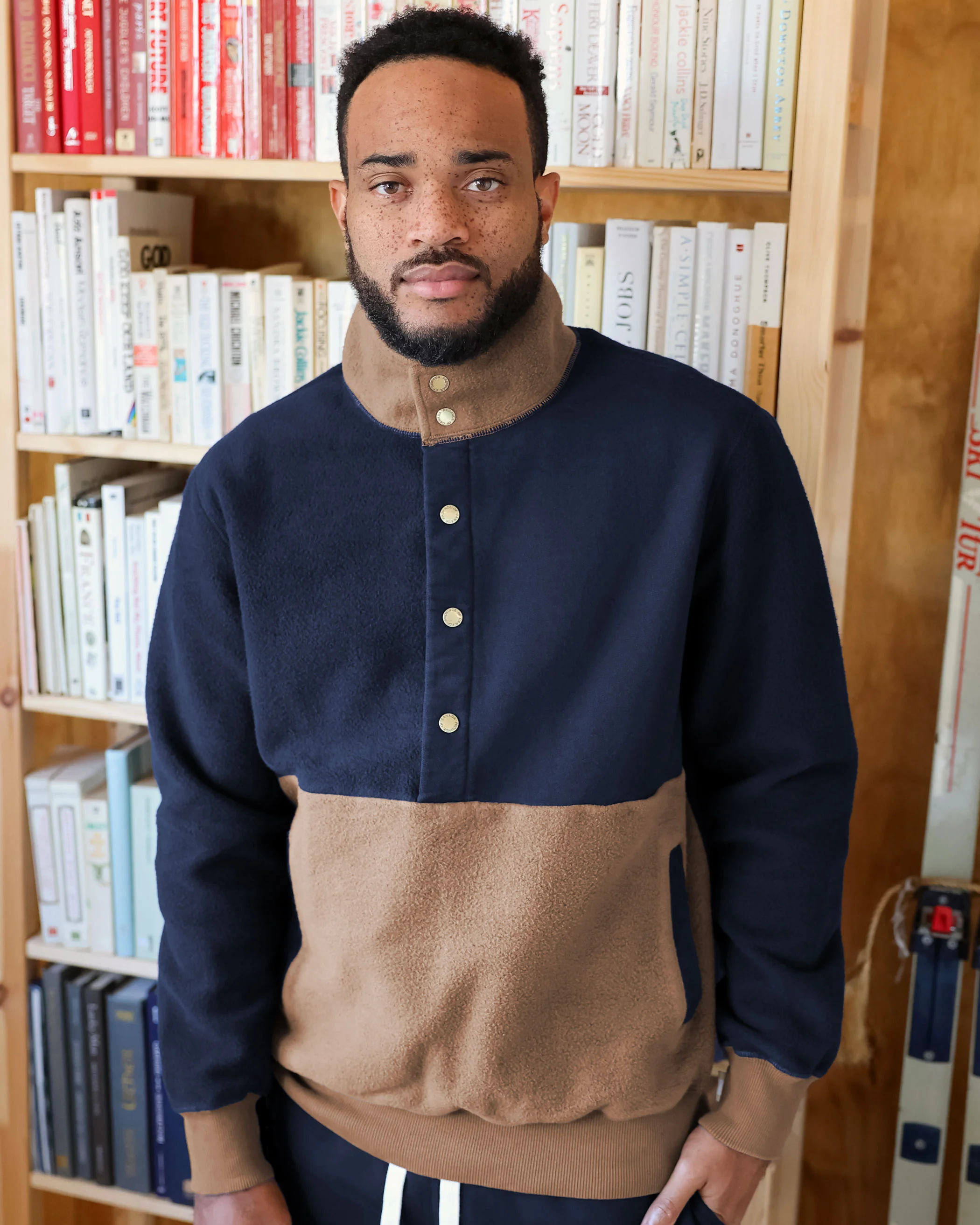 Reverse Fleece Pullover Navy Chestnut - Unisex - Image 3