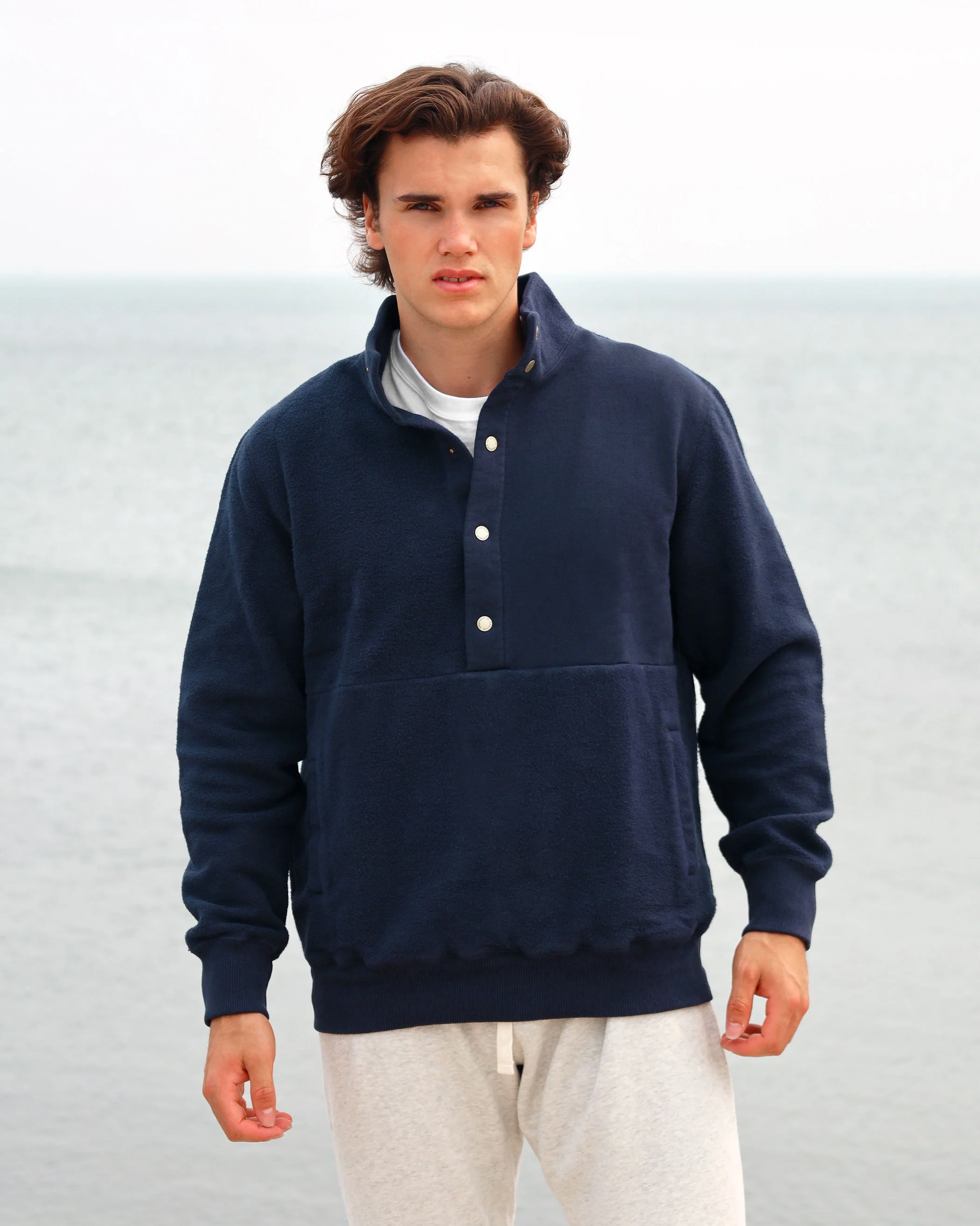 Reverse Fleece Pullover Navy - Unisex - Image 10